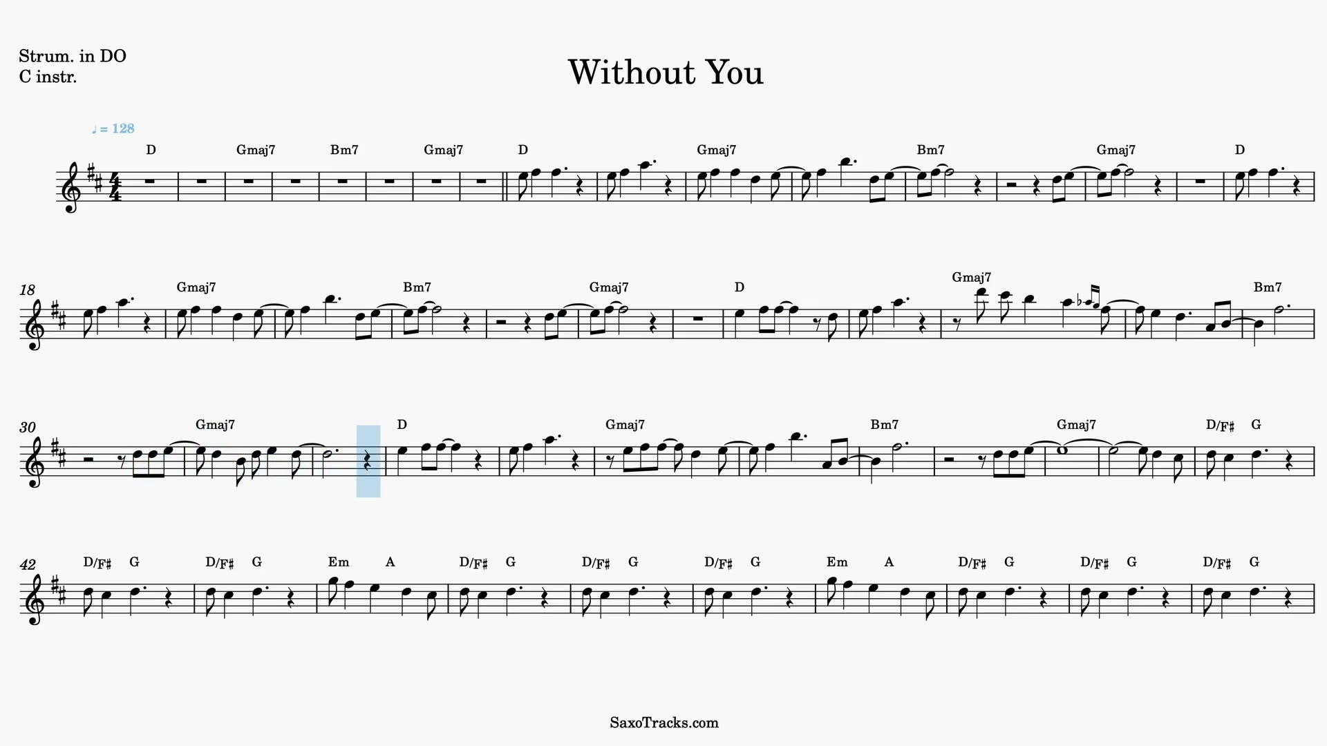 Without You — Anteprima video spartito in Do