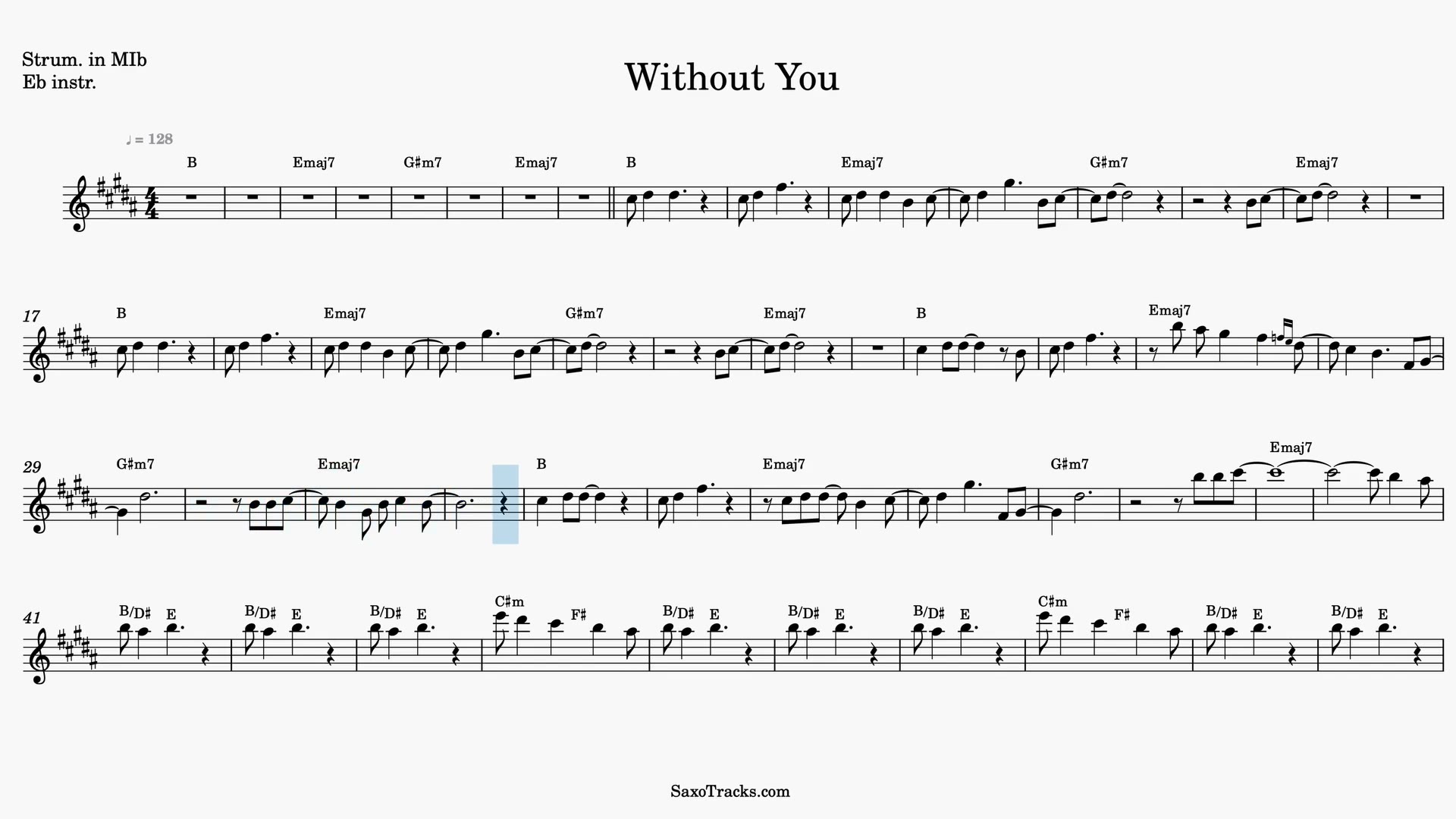 Without You — Anteprima video spartito in Mib