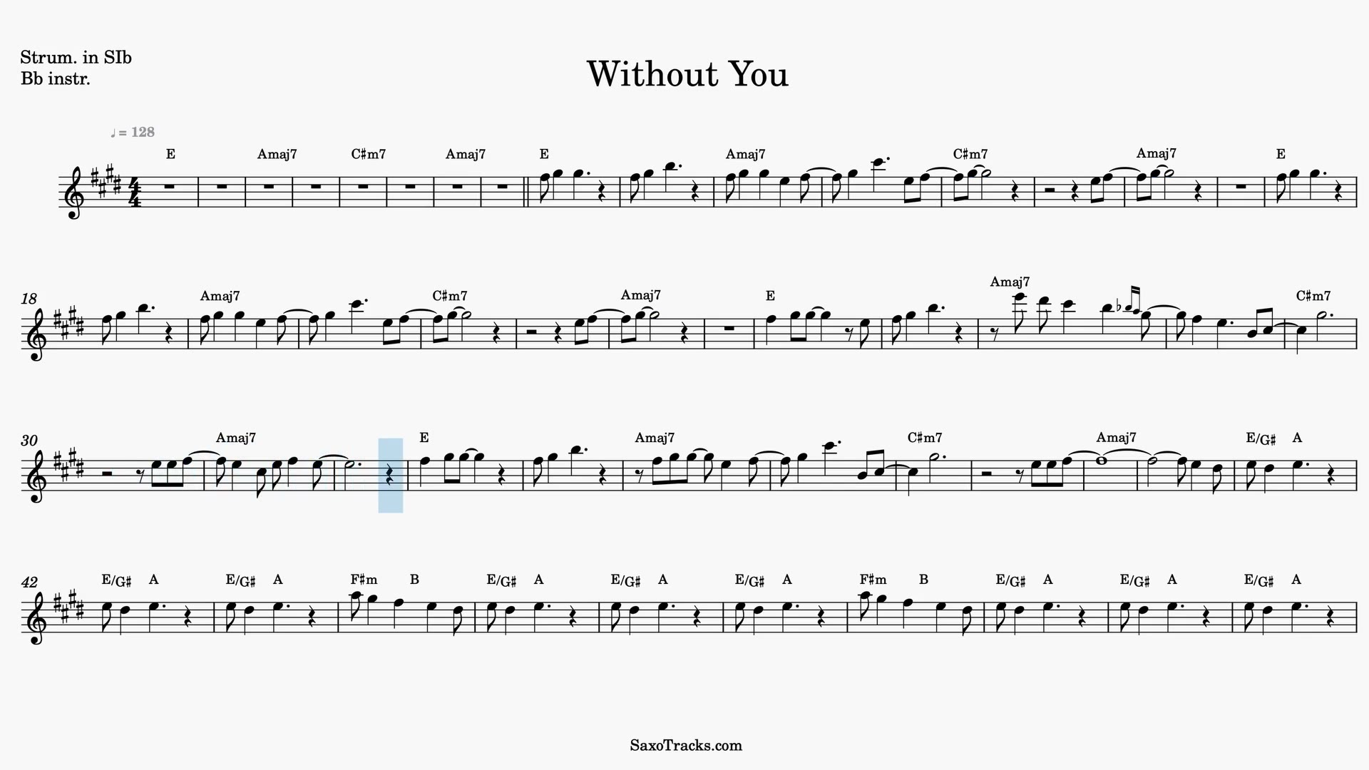 Without You — Anteprima video spartito in Sib
