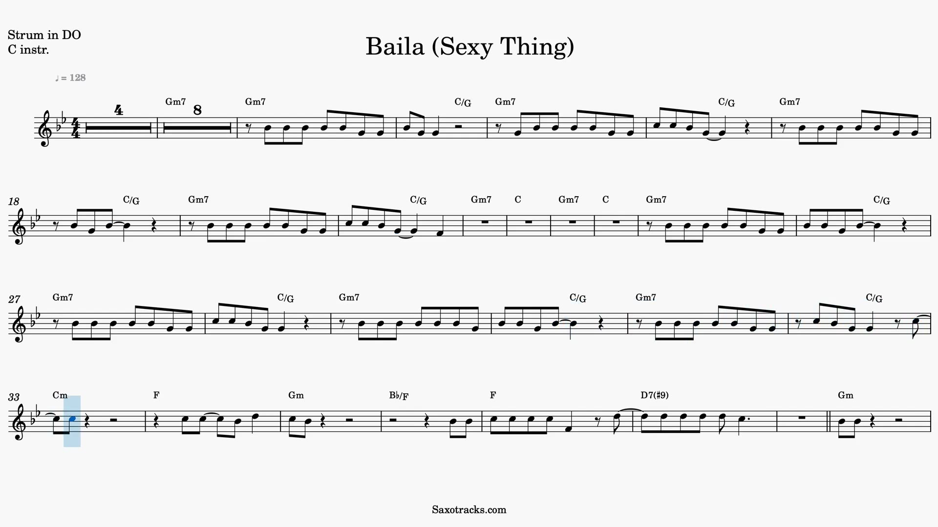 Baila (Sexy Thing) — Prévia do vídeo de partitura em Dó