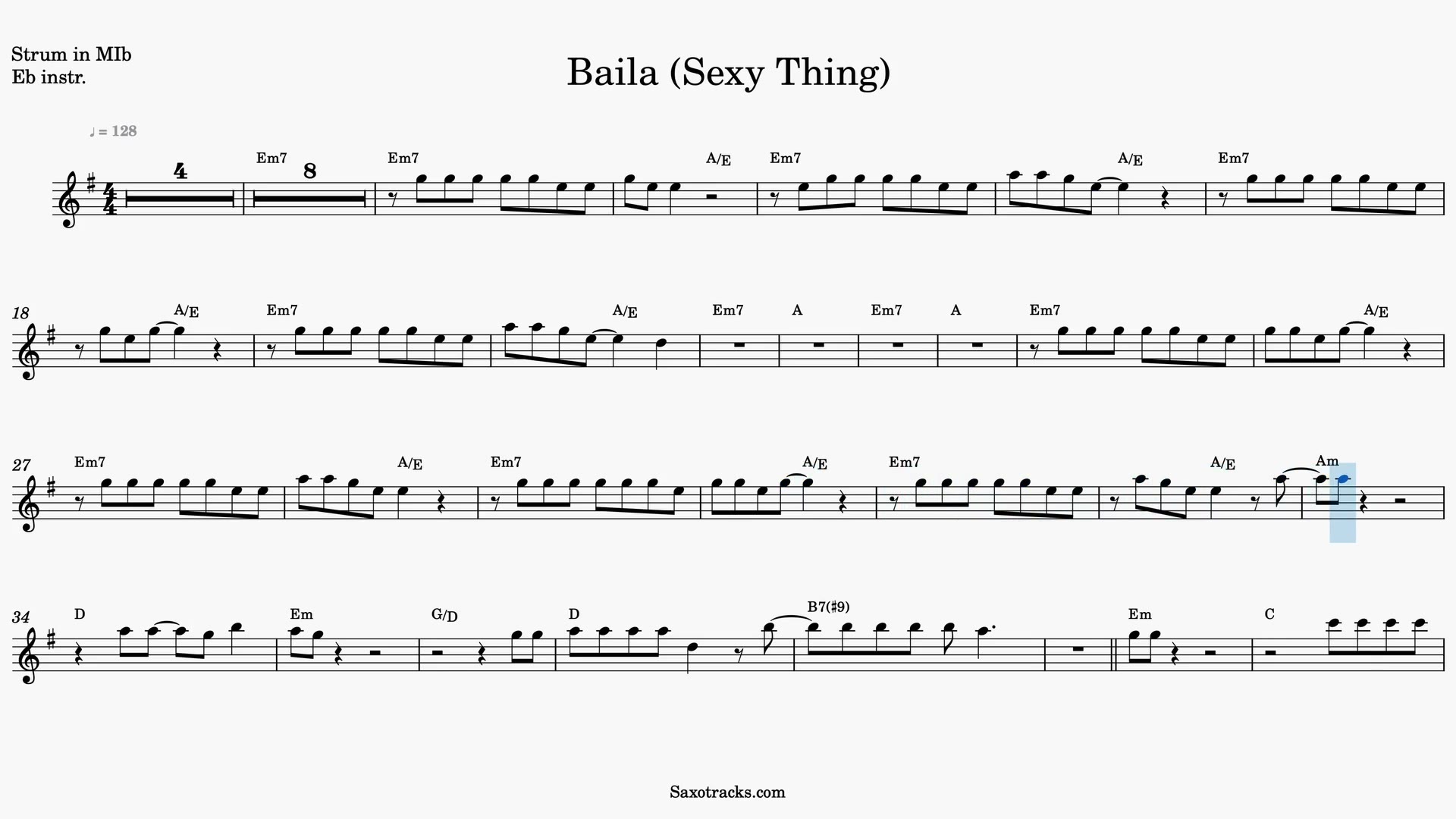 Baila (Sexy Thing) — Prévia do vídeo de partitura em Mib