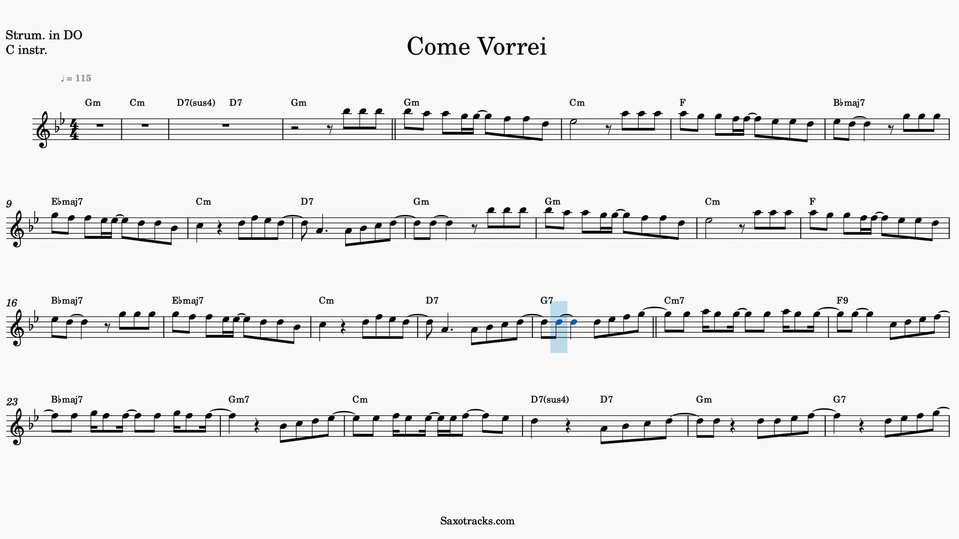 Come Vorrei — Anteprima video spartito in Do