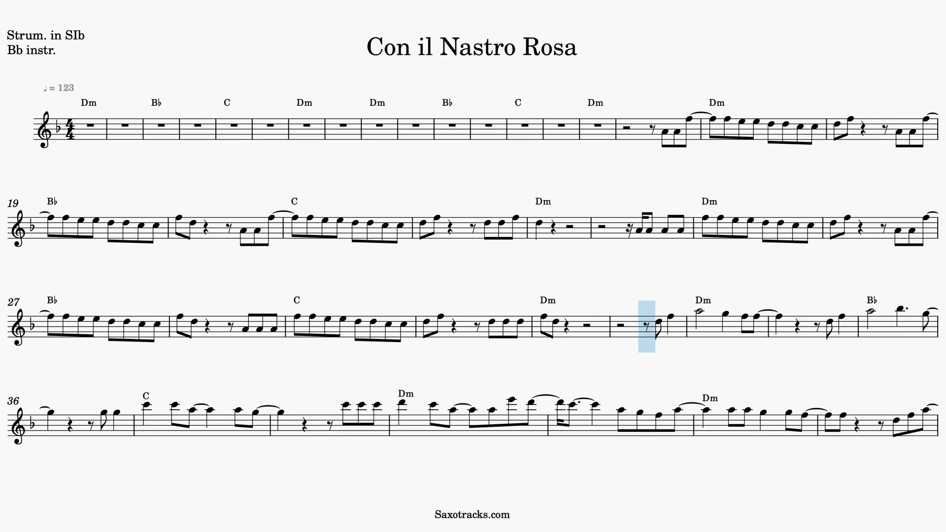 Con il Nastro Rosa — Anteprima video spartito in Sib