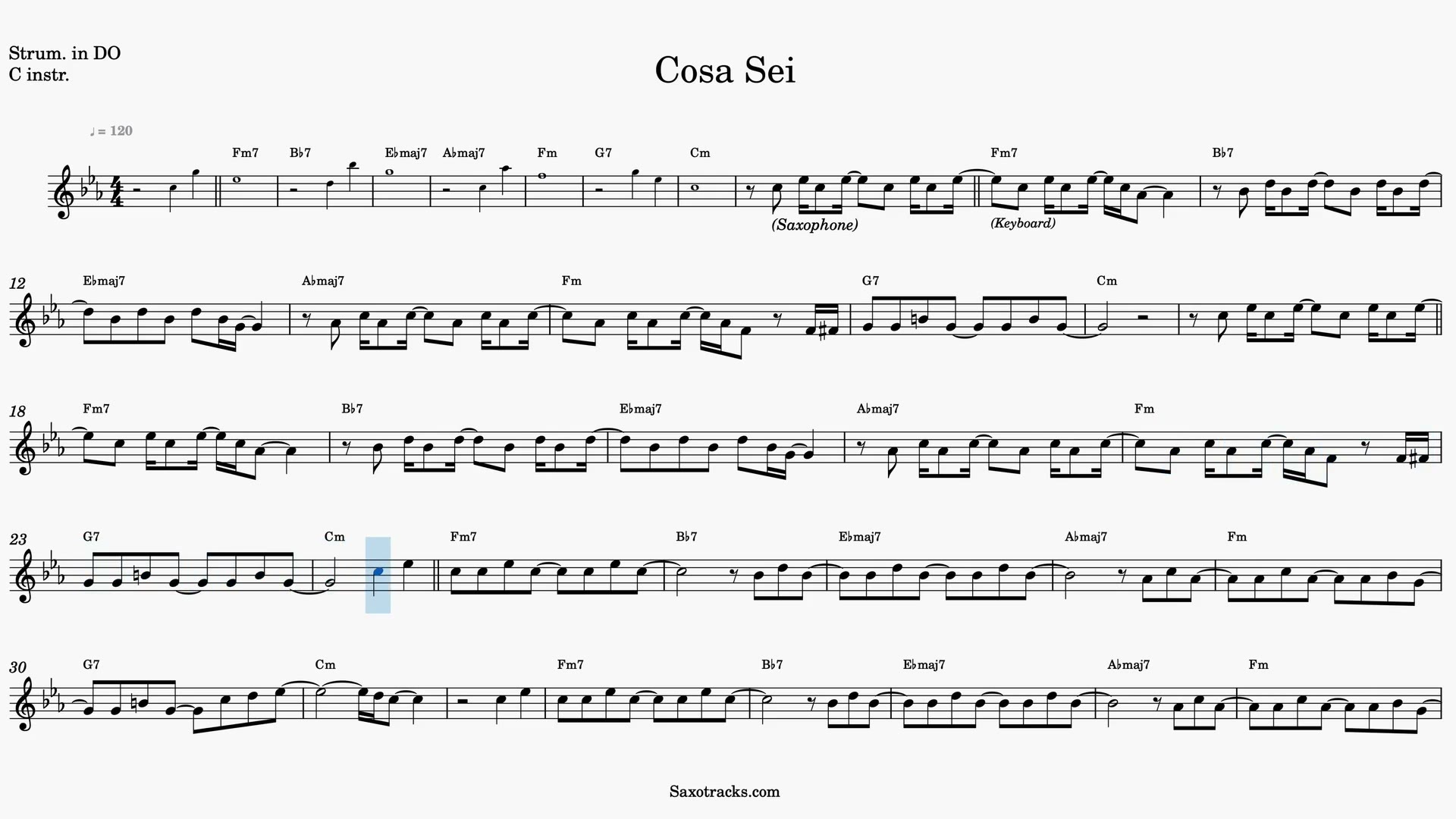 Cosa Sei — Anteprima video spartito in Do