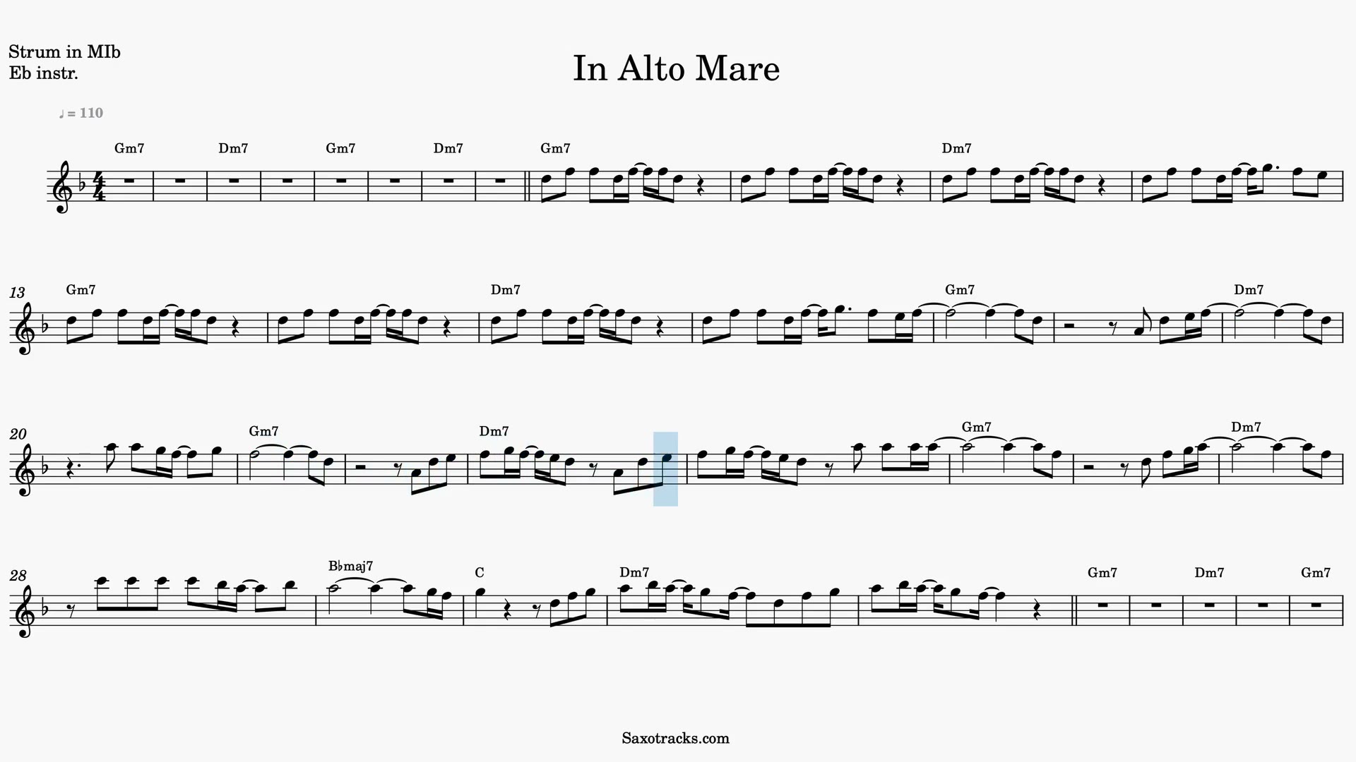In Alto Mare — Vista previa del video de partitura en Mib