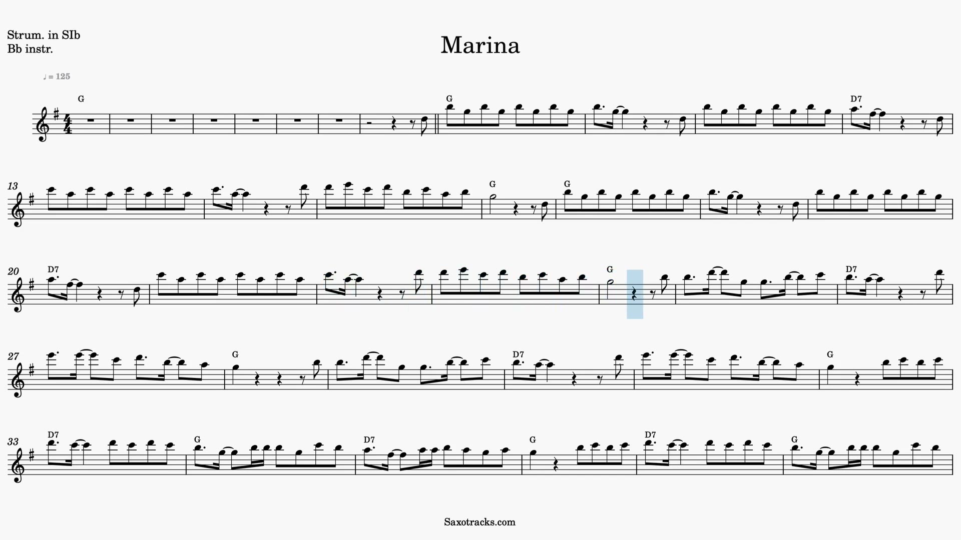 Marina — Video-Notenvorschau in B