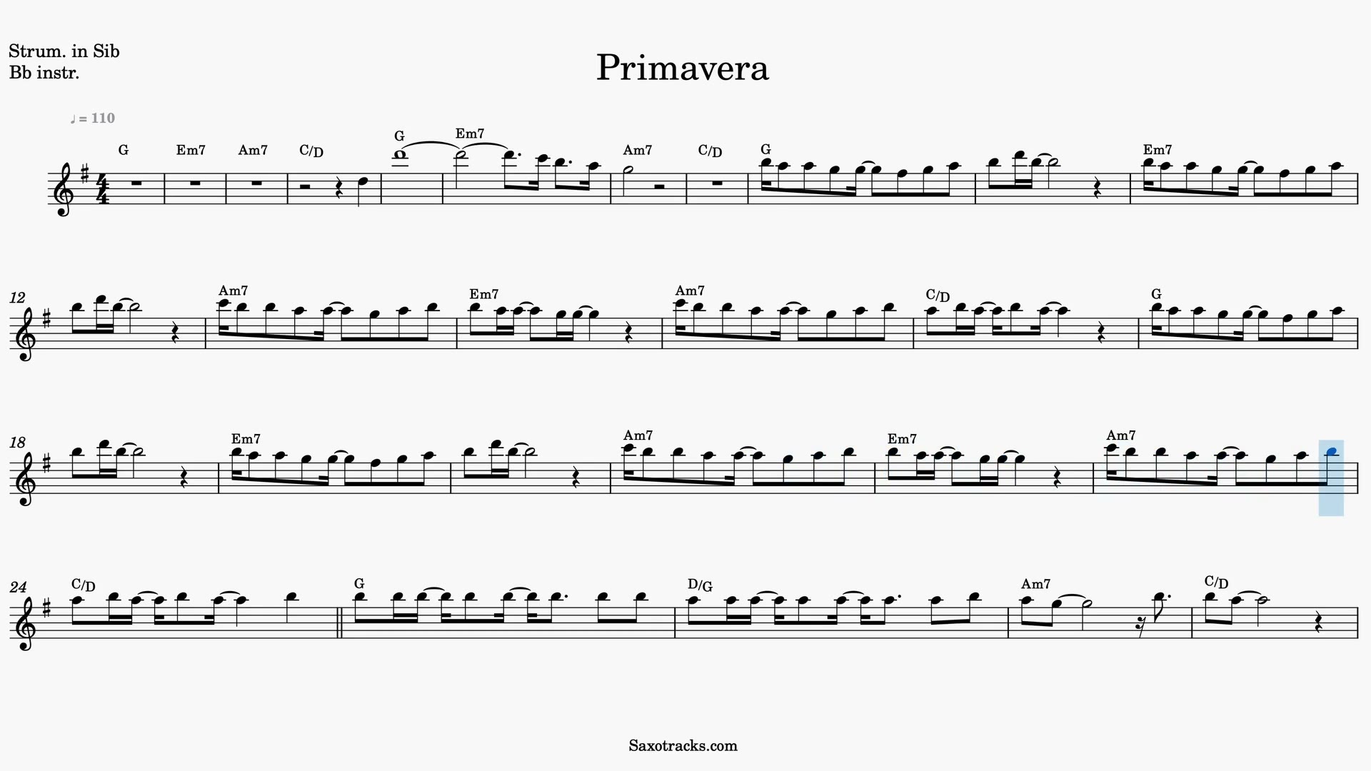 Primavera — Anteprima video spartito in Sib