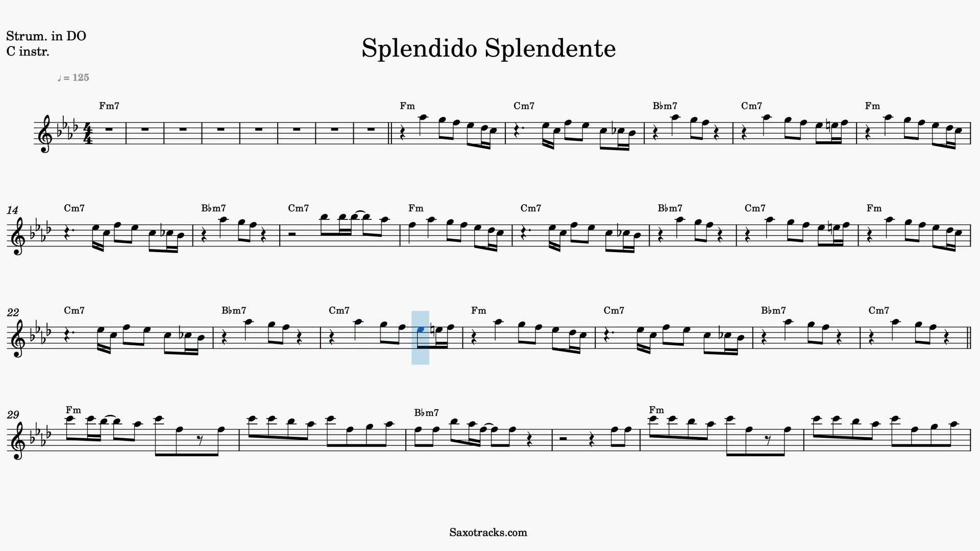 Splendido Splendente — Vista previa del video de partitura en Do