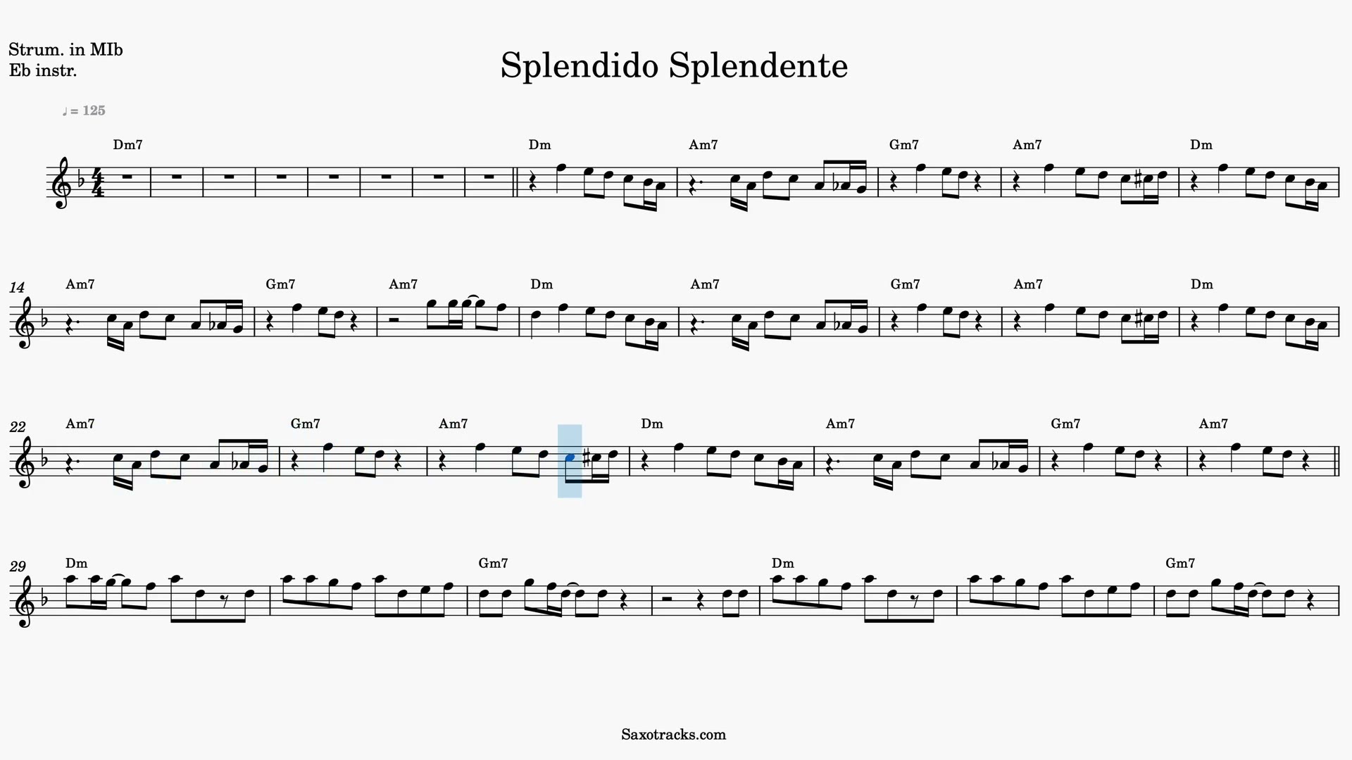 Splendido Splendente — Vista previa del video de partitura en Mib