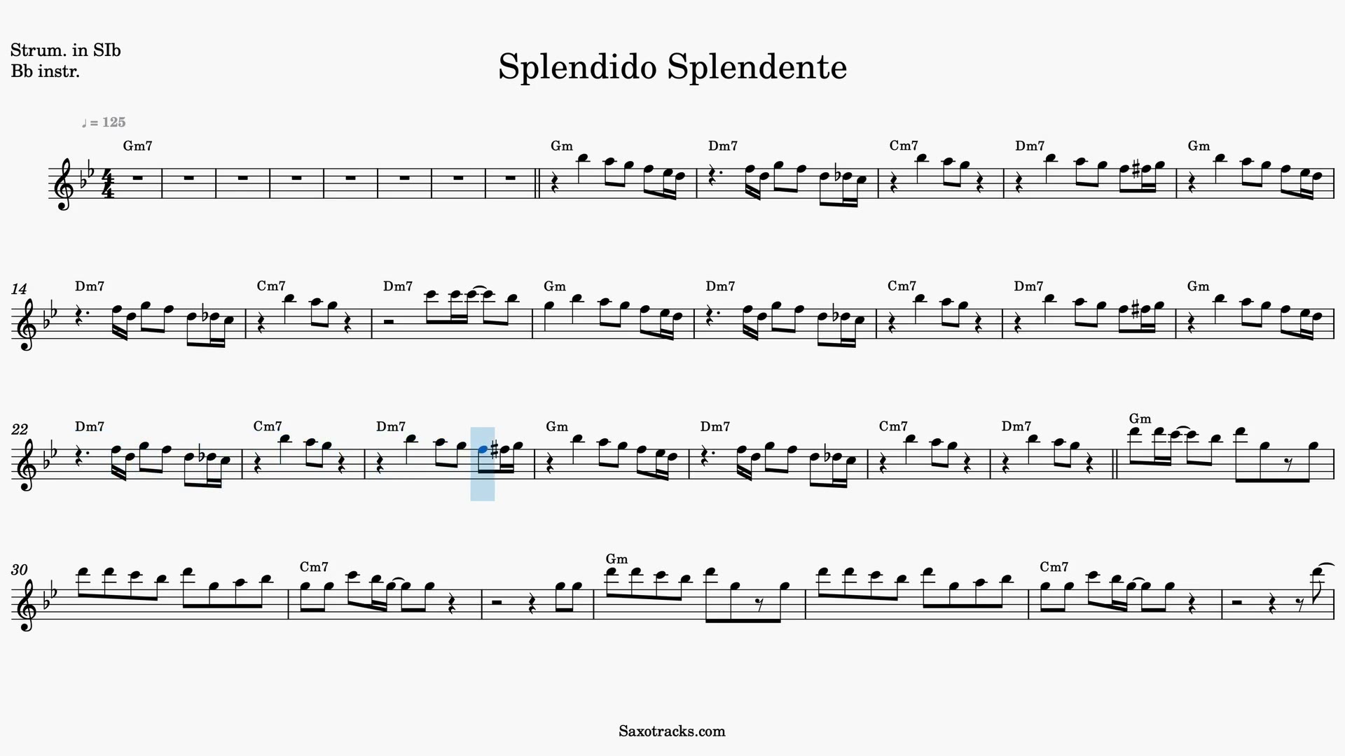 Splendido Splendente — Vista previa del video de partitura en Sib