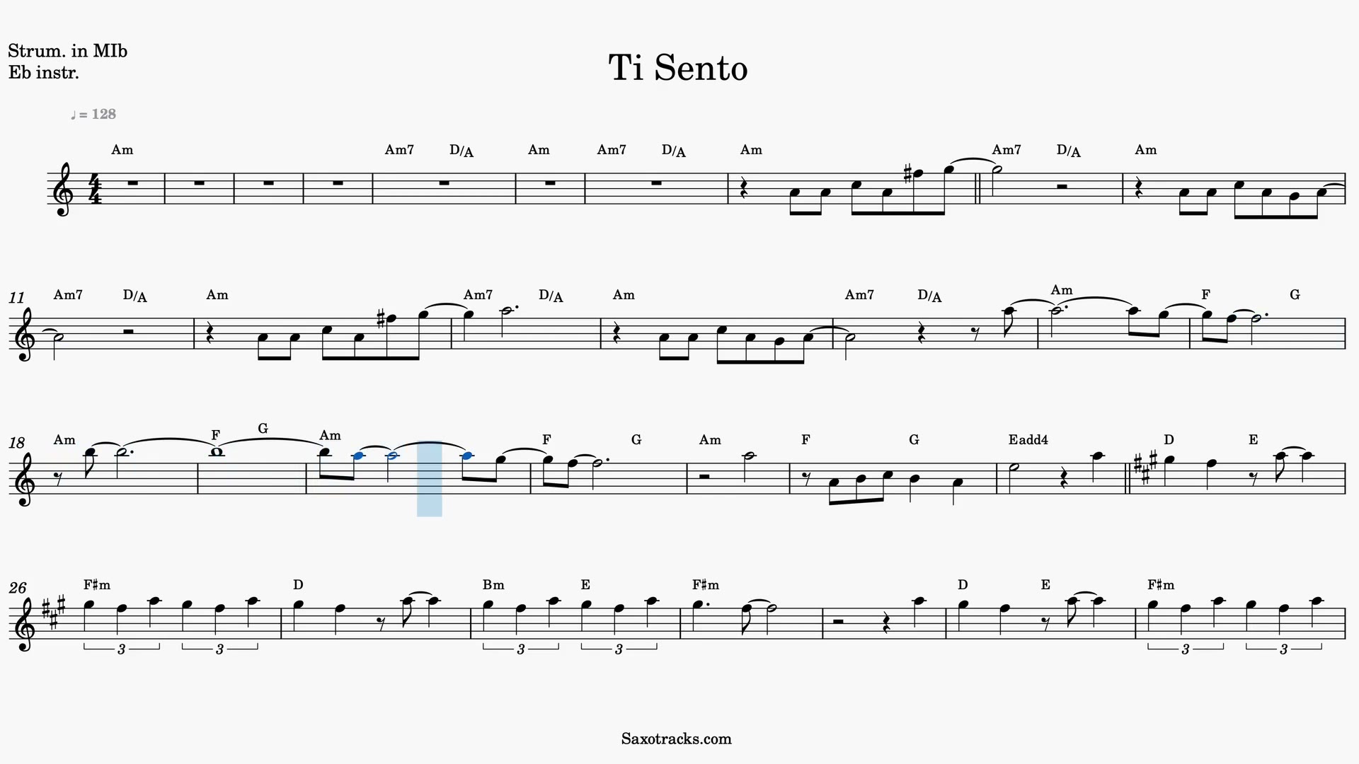 Ti Sento — Anteprima video spartito in Mib