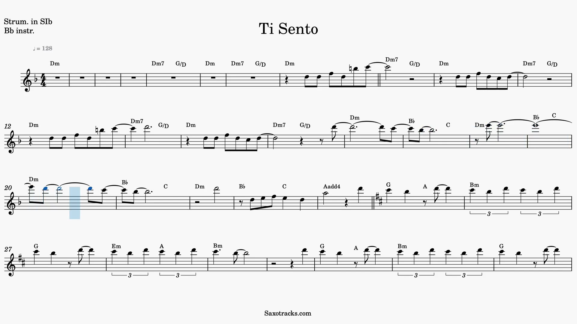 Ti Sento — Anteprima video spartito in Sib