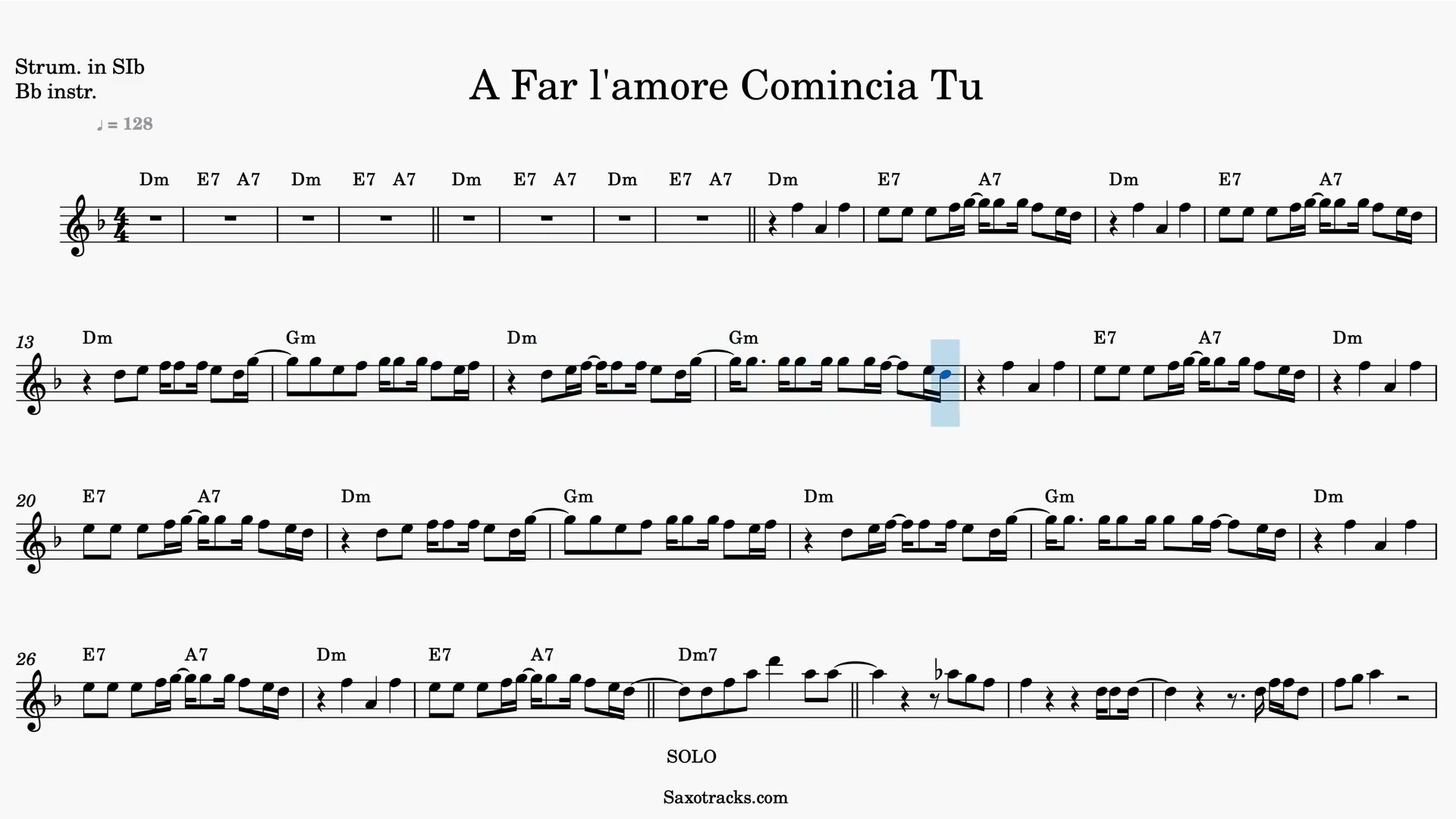 A far l'amore comincia tu — Anteprima video spartito in Sib