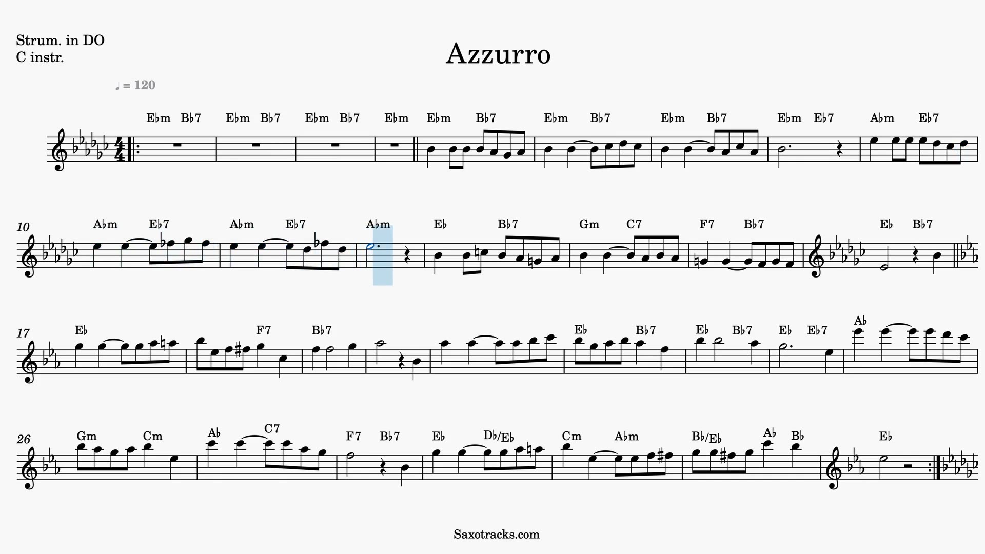 Azzurro — Video-Notenvorschau in C