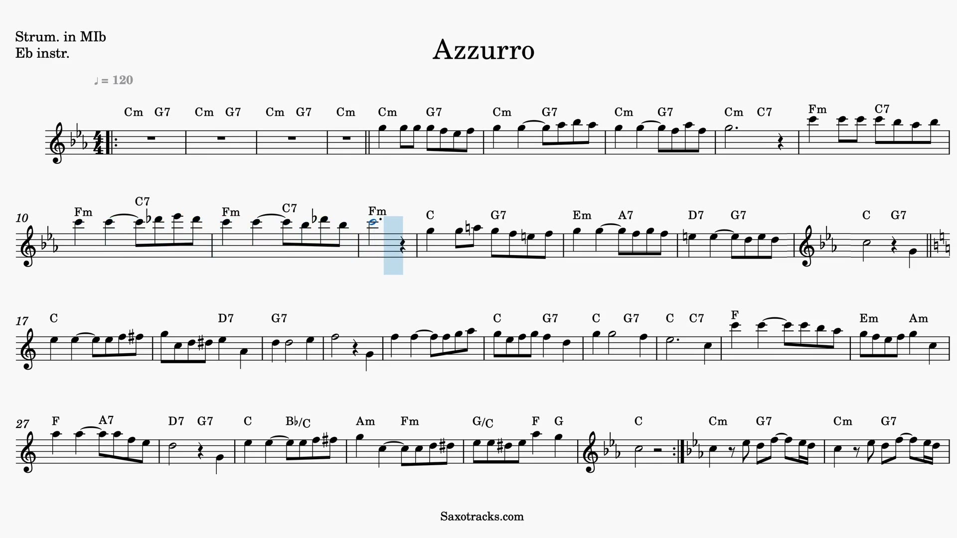 Azzurro — Video-Notenvorschau in Es