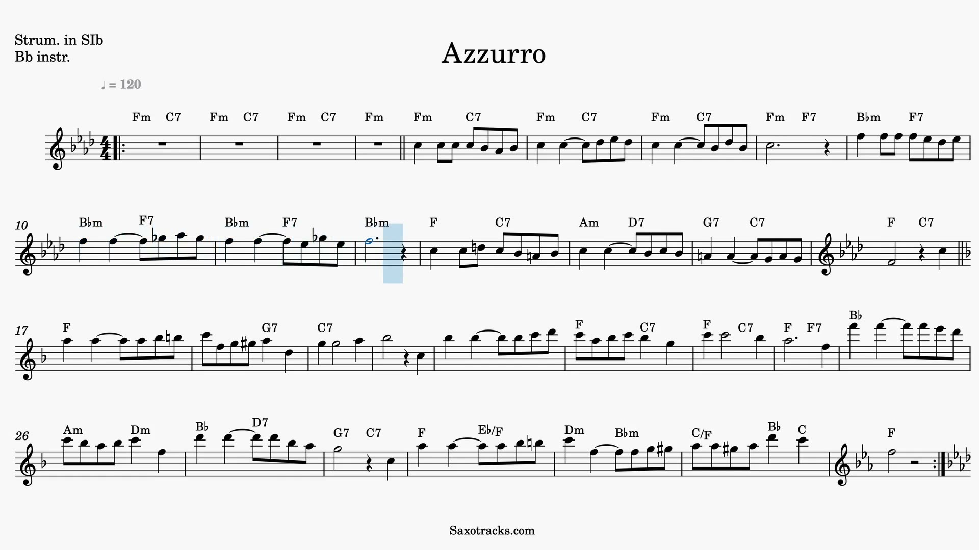 Azzurro — Video-Notenvorschau in B