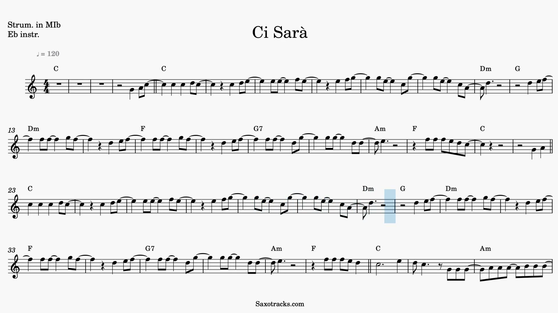 Ci Sarà — Video-Notenvorschau in Es