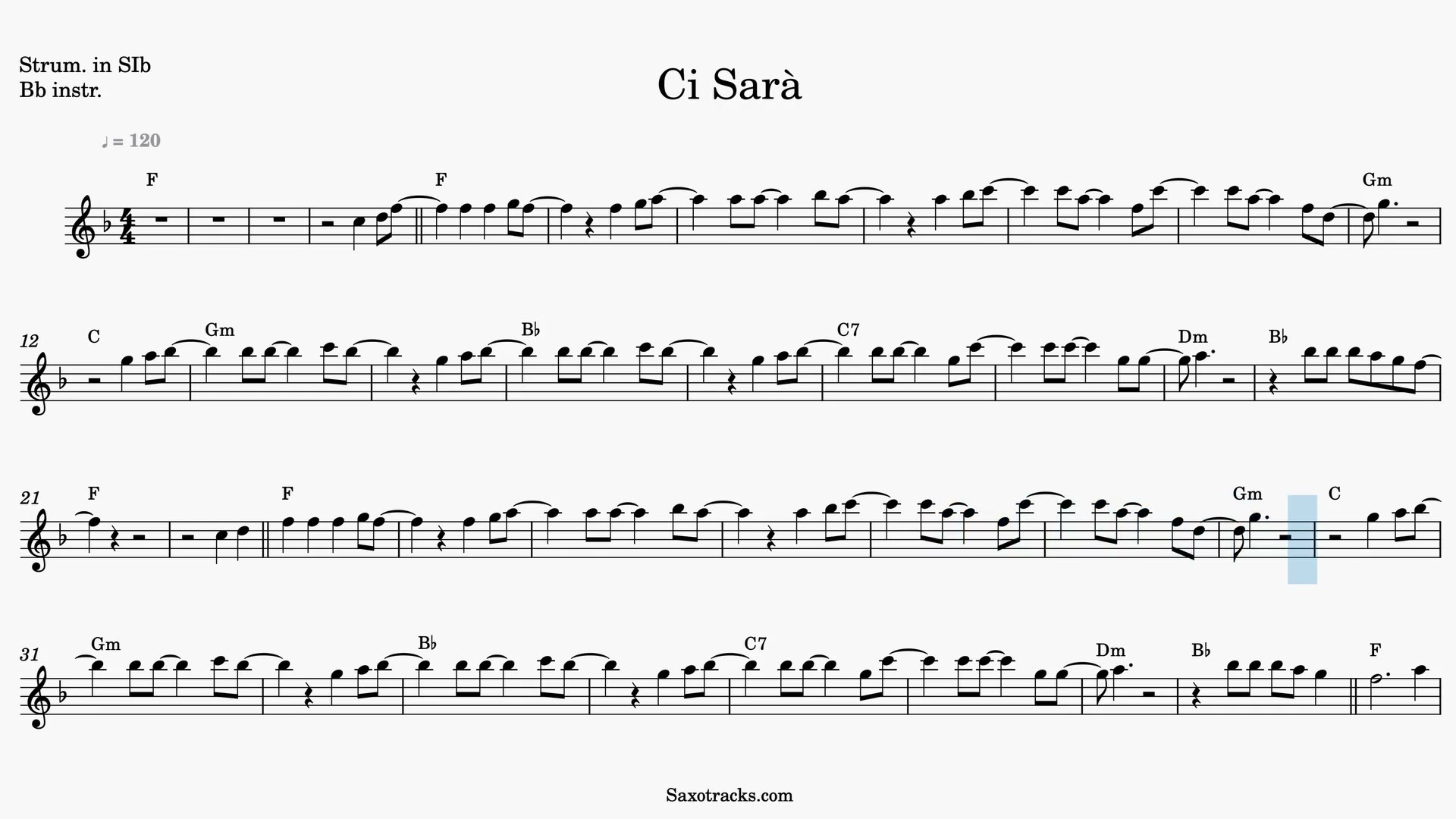 Ci Sarà — Video-Notenvorschau in B