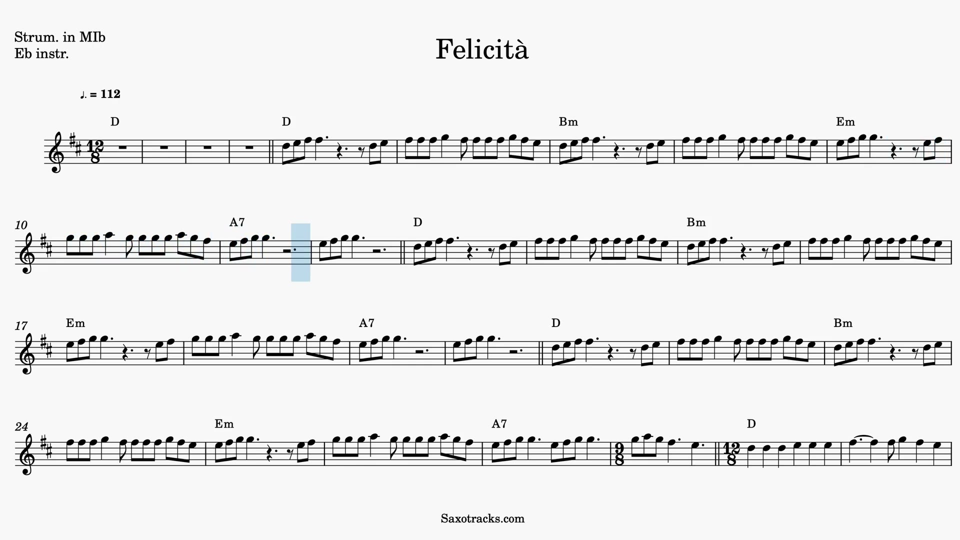 Felicità — Anteprima video spartito in Mib