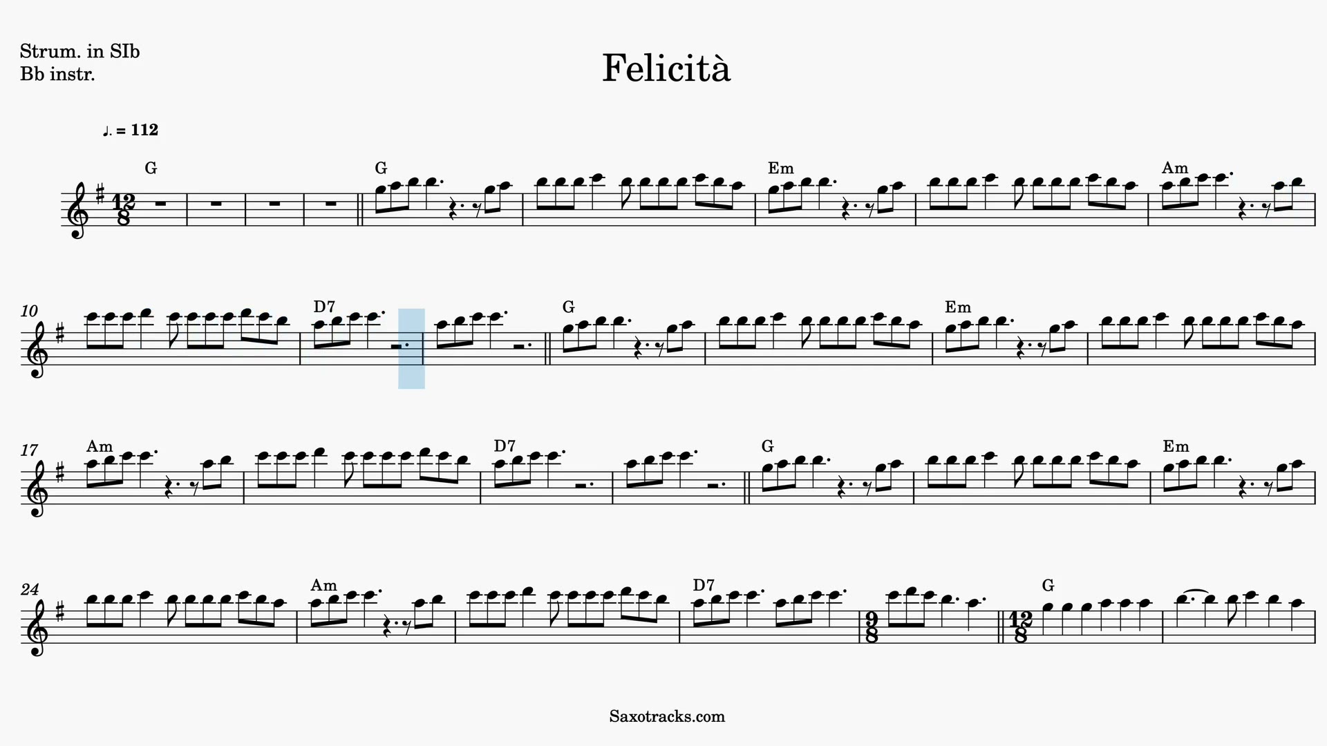 Felicità — Anteprima video spartito in Sib