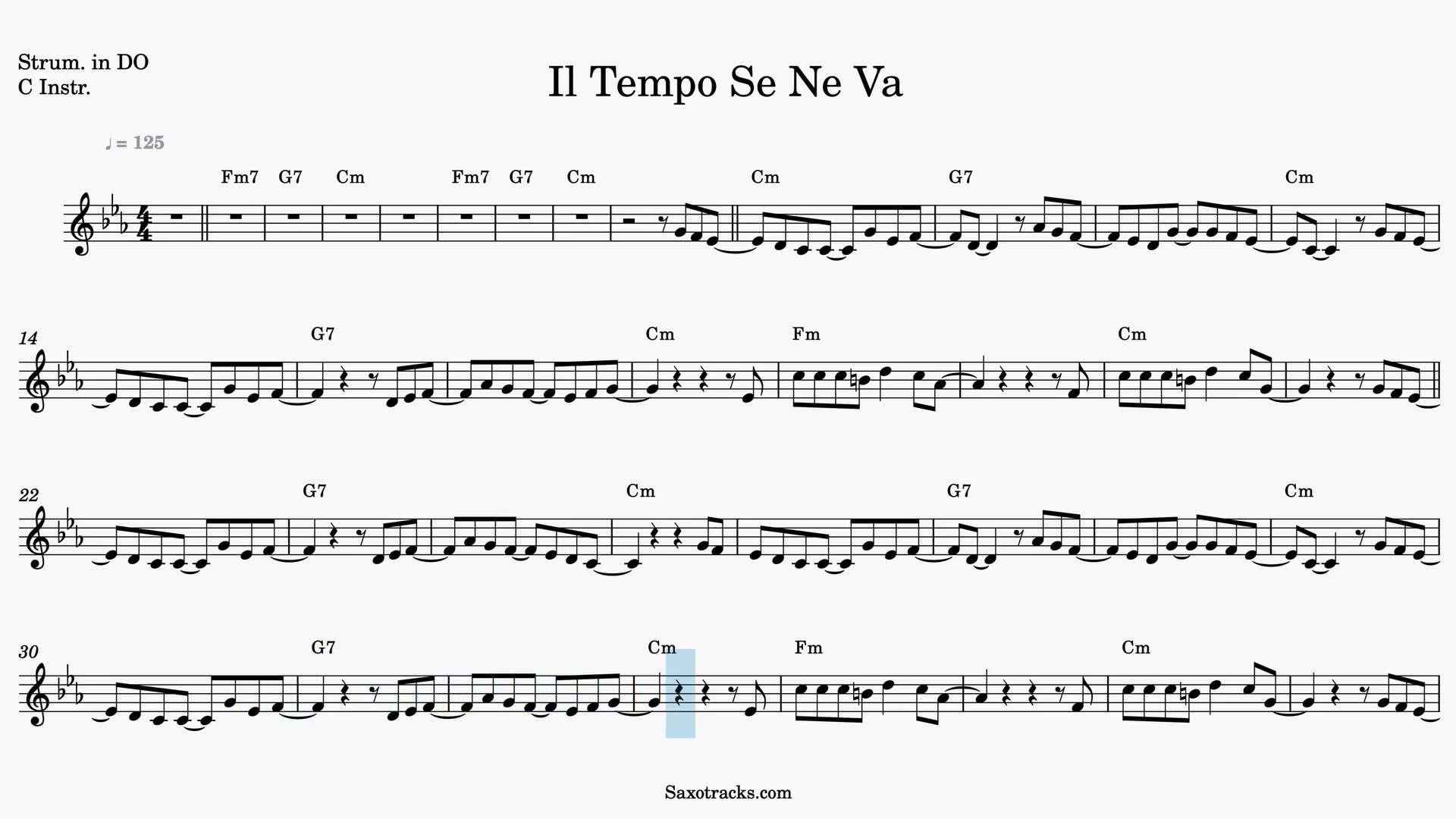 Il Tempo Se Ne Va — Video score preview in C