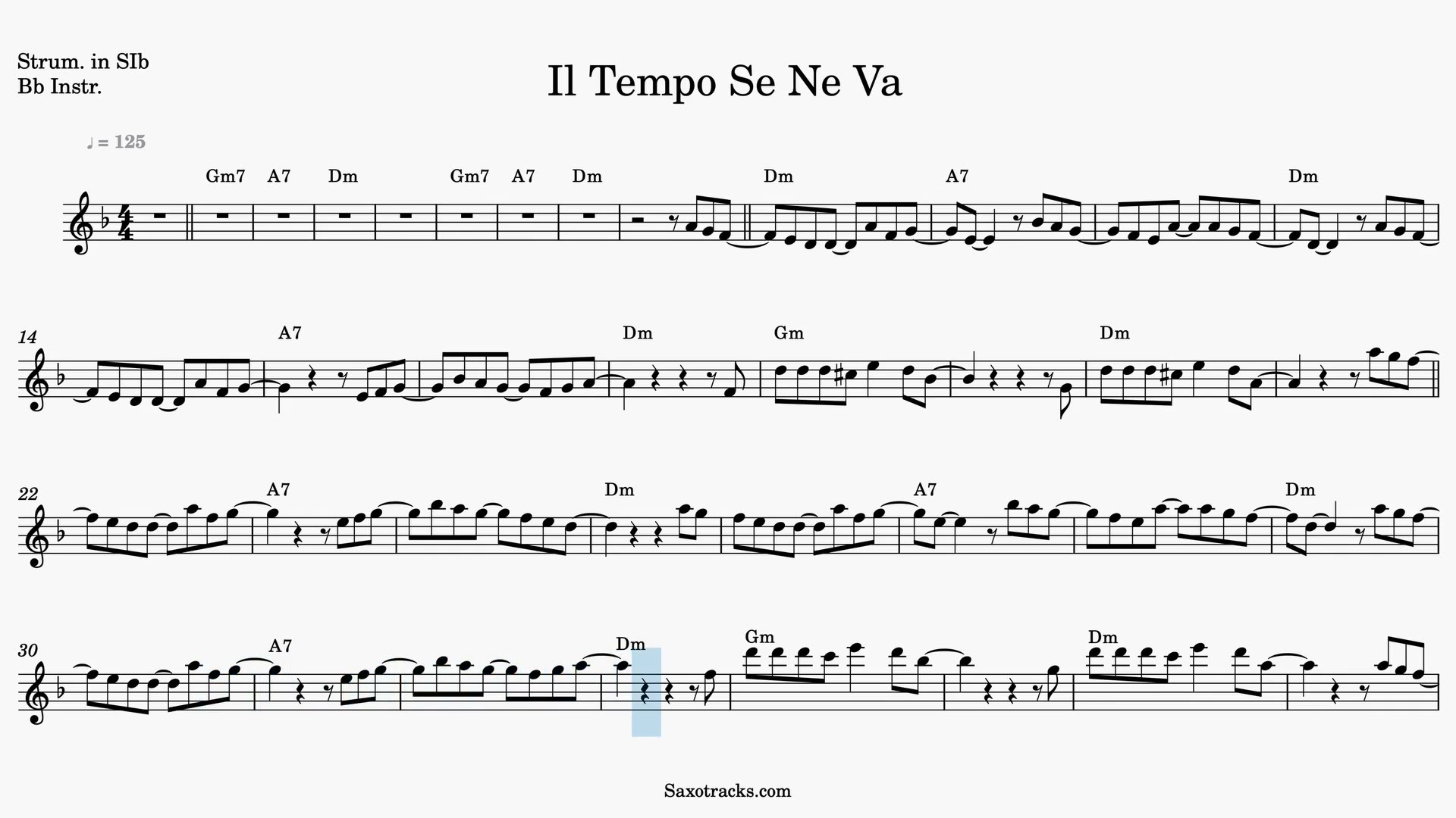 Il Tempo Se Ne Va — Video score preview in Bb