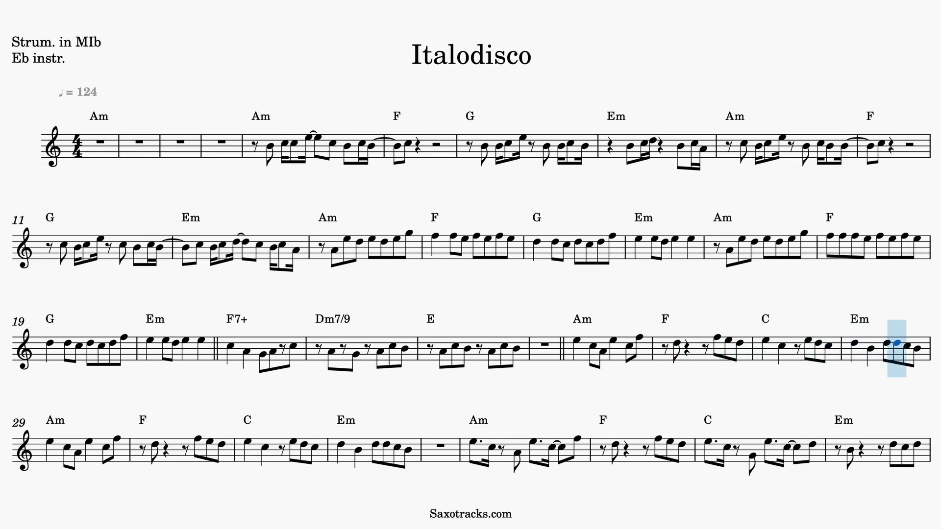 Italodisco — Anteprima video spartito in Mib