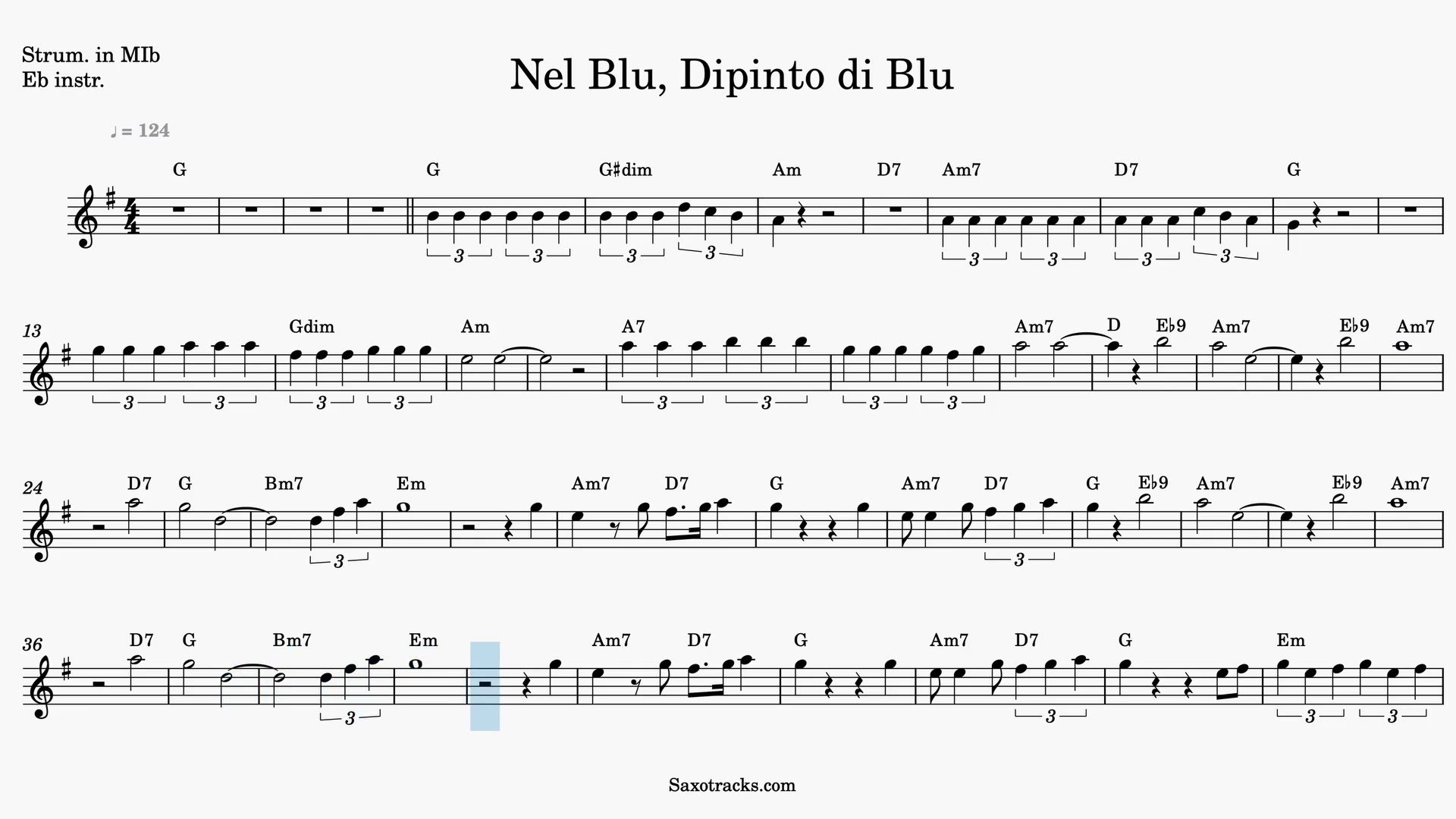Nel Blu Dipinto di Blu — Aperçu vidéo de la partition en Mib