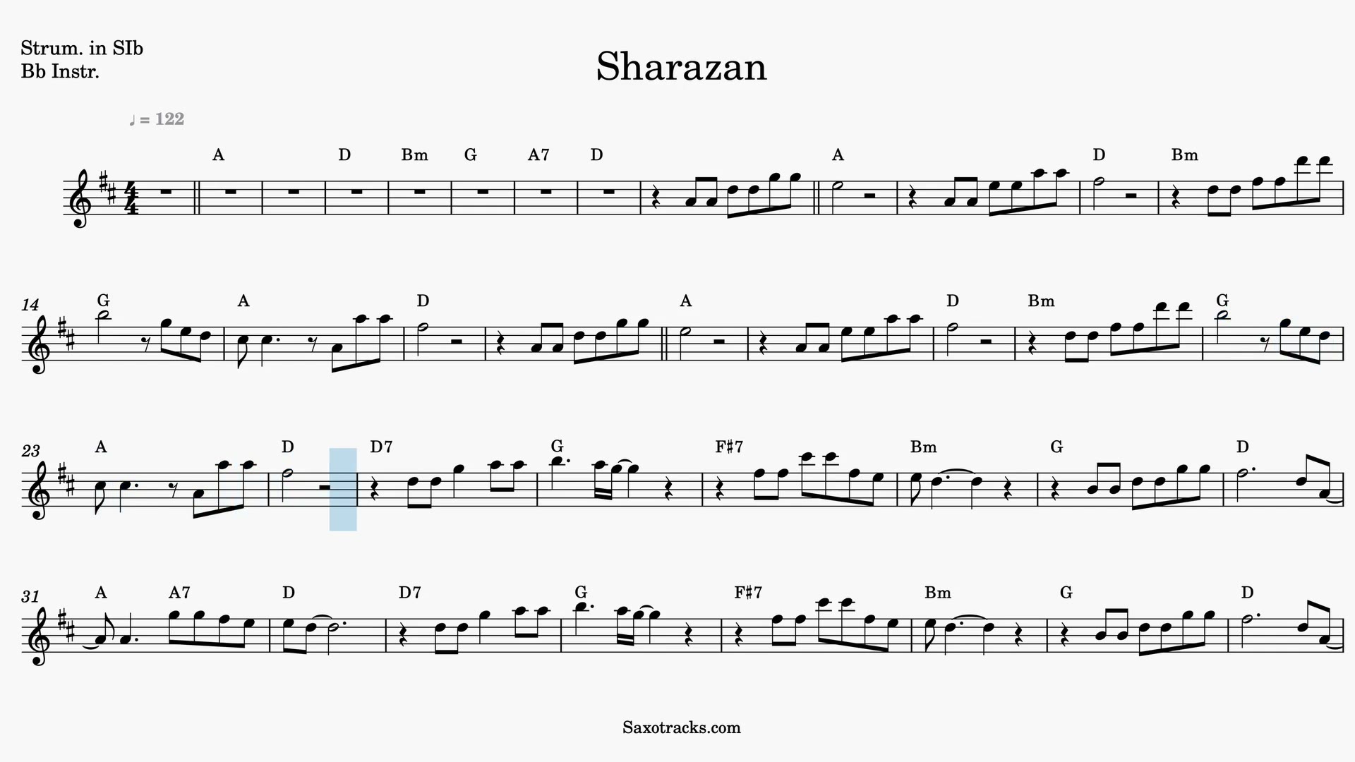 Sharazan — Video score preview in Bb