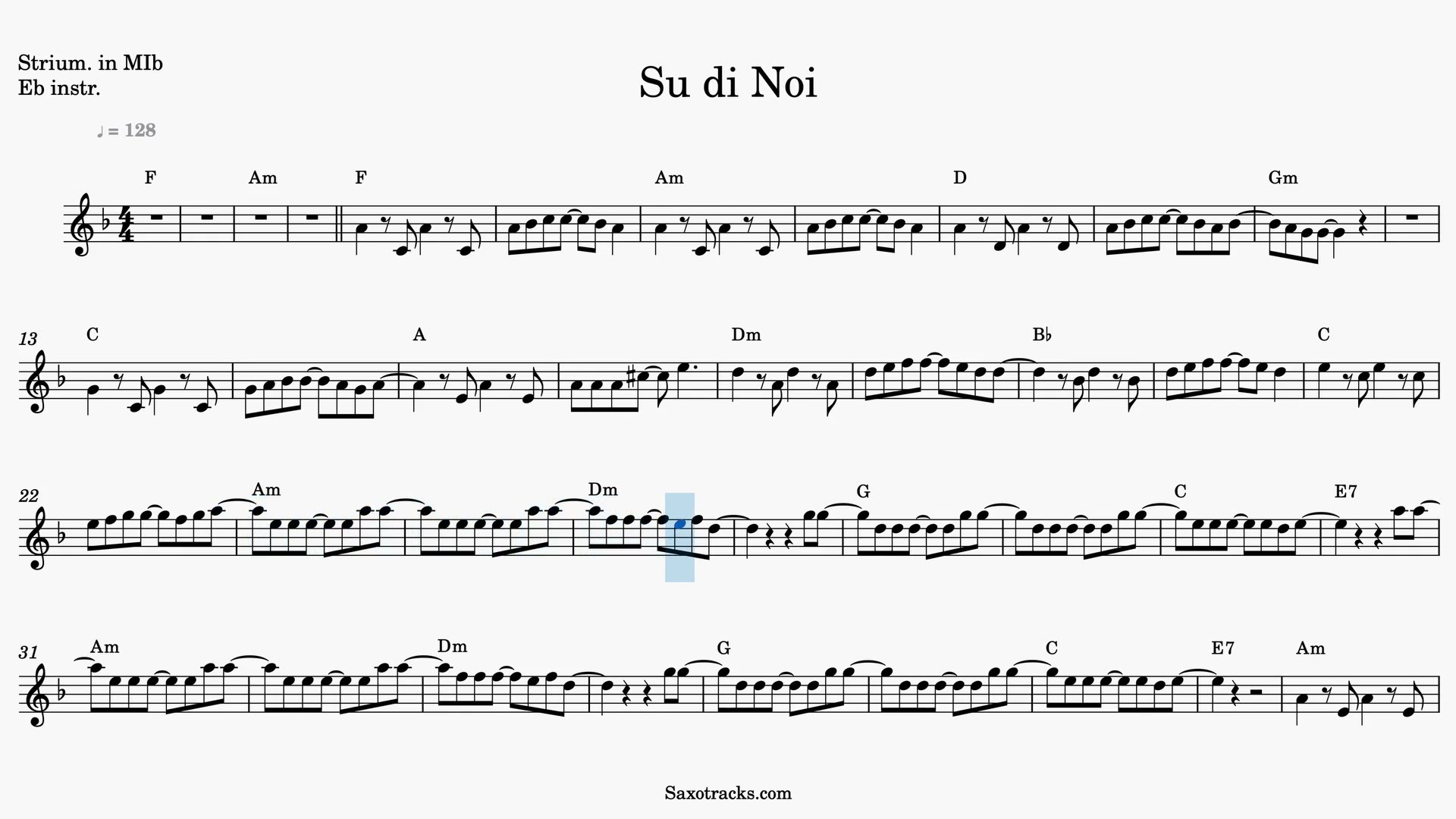 Su di Noi — Vista previa del video de partitura en Mib