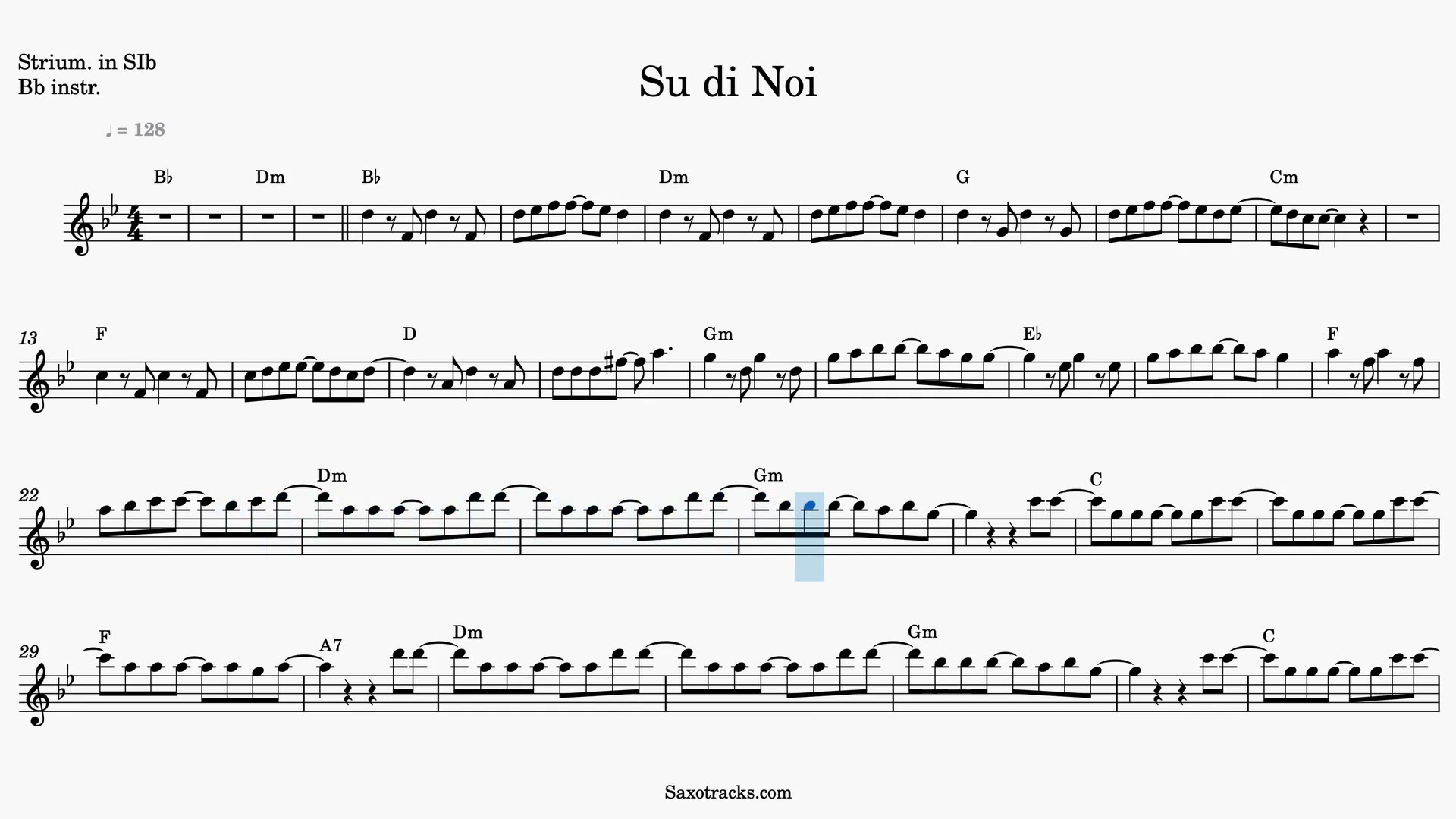Su di Noi — Vista previa del video de partitura en Sib