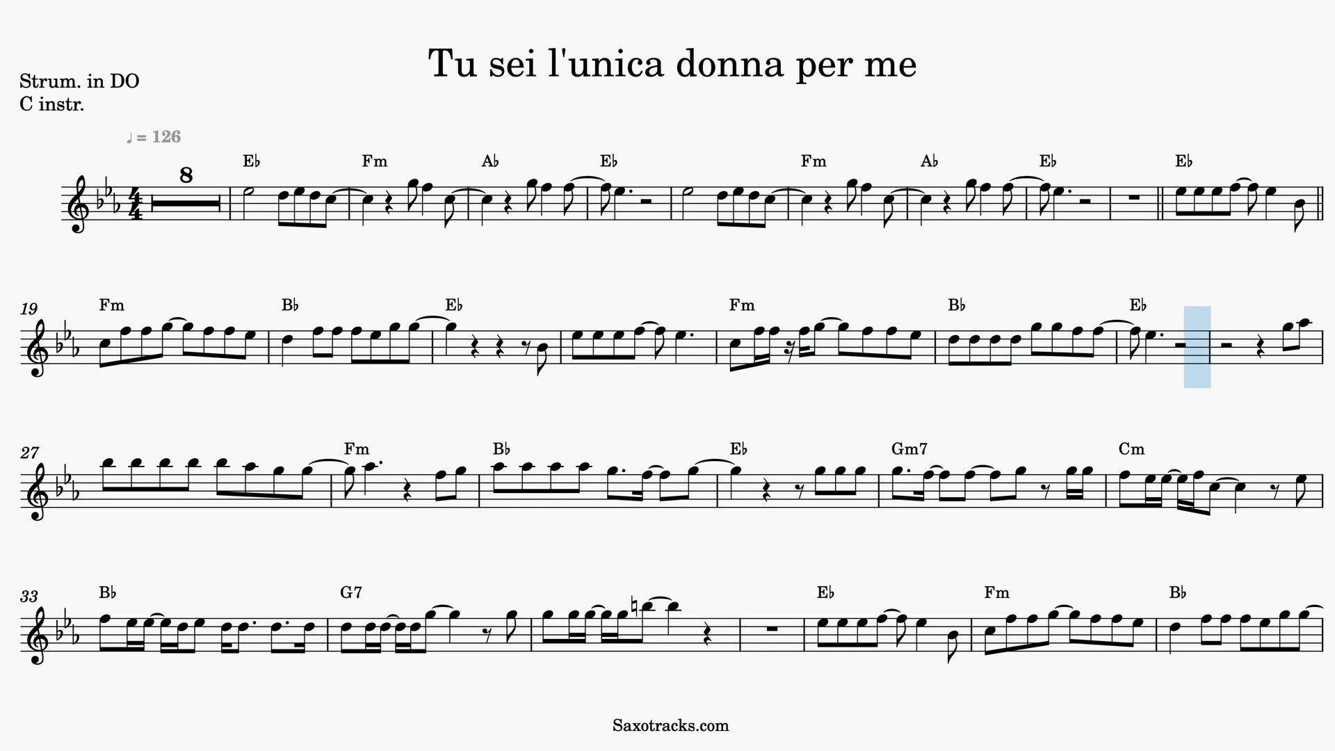 Tu Sei l'Unica Donna per Me — Anteprima video spartito in Do