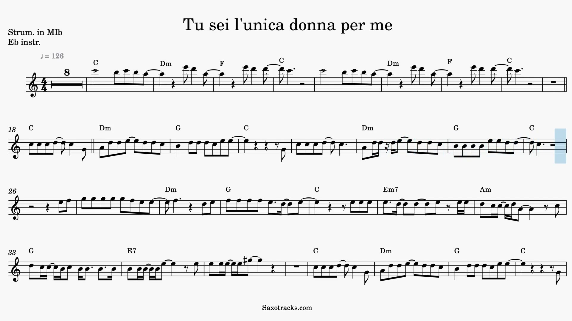 Tu Sei l'Unica Donna per Me — Anteprima video spartito in Mib