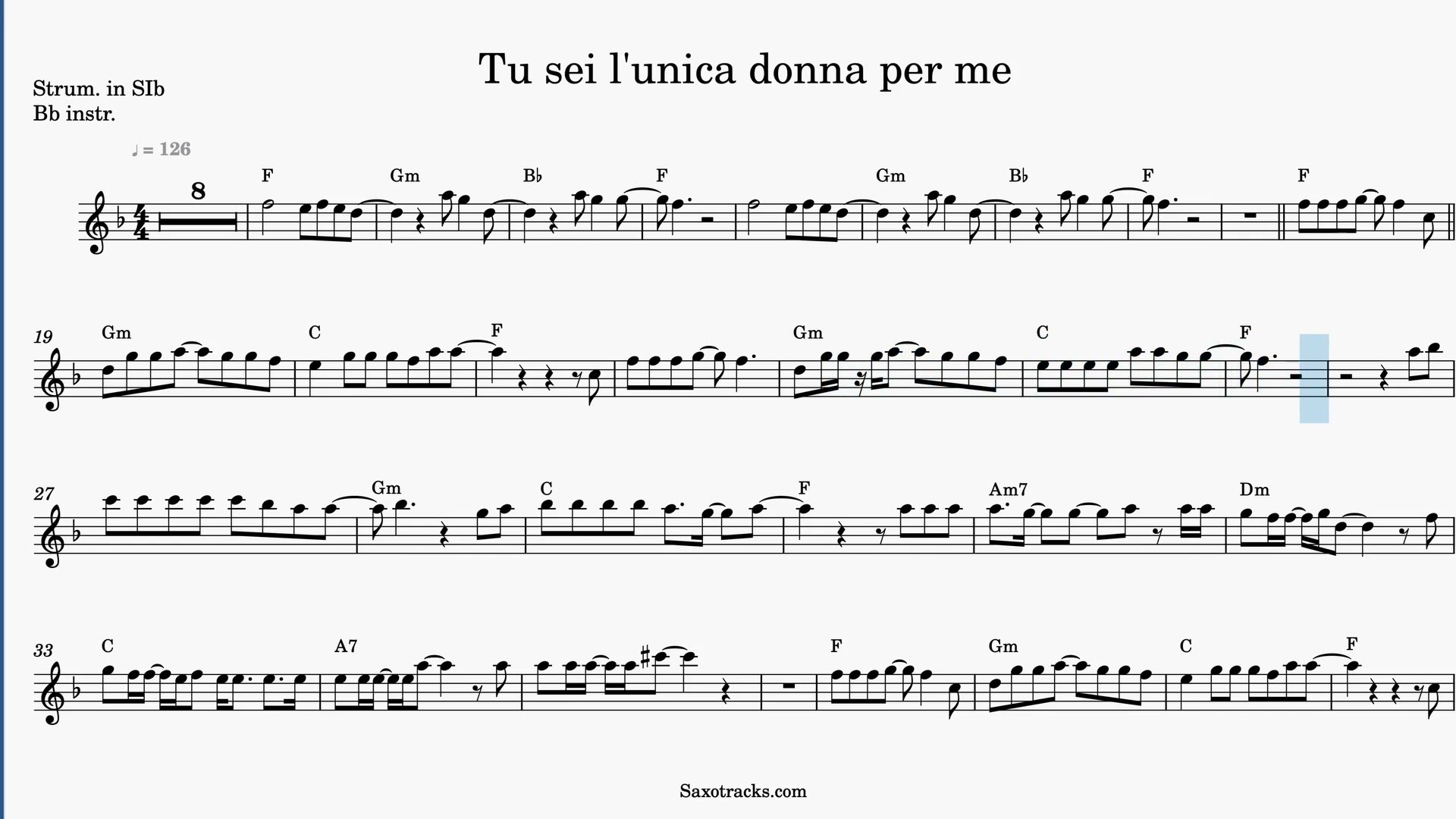 Tu Sei l'Unica Donna per Me — Anteprima video spartito in Sib