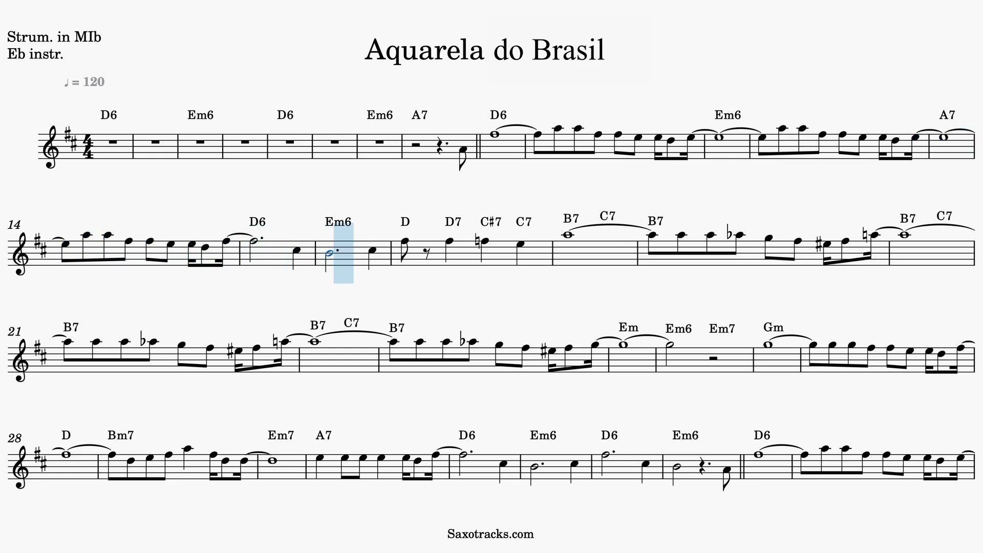 Aquarela do Brasil — Video-Notenvorschau in Es
