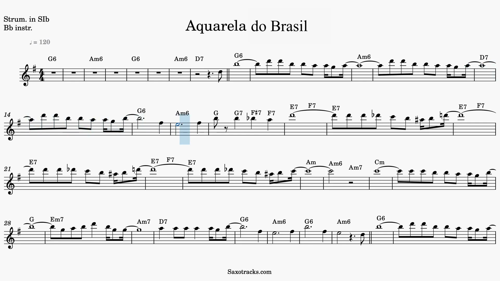 Aquarela do Brasil — Video-Notenvorschau in B