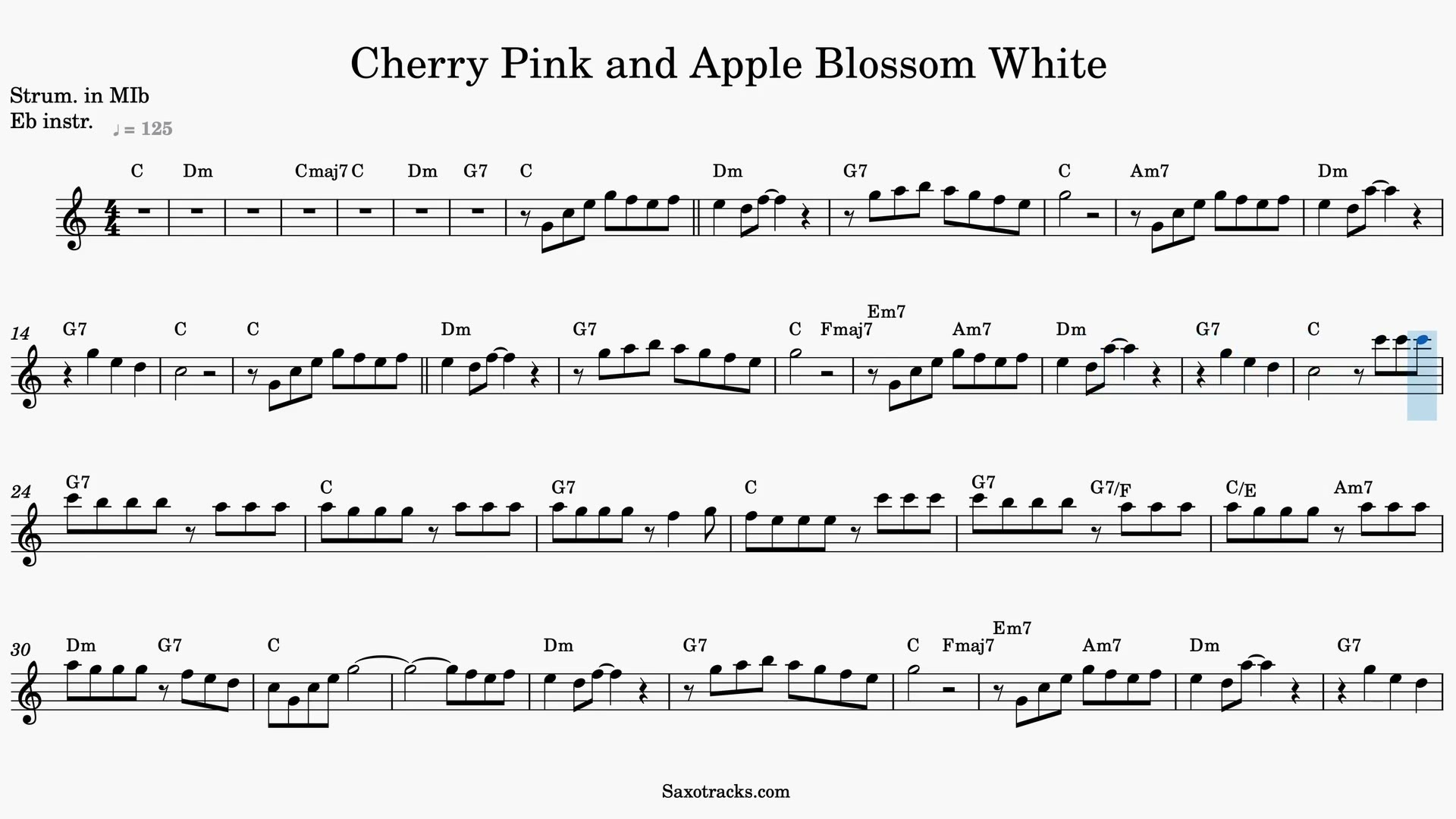 Cherry Pink and Apple Blossom White — Video-Notenvorschau in Es