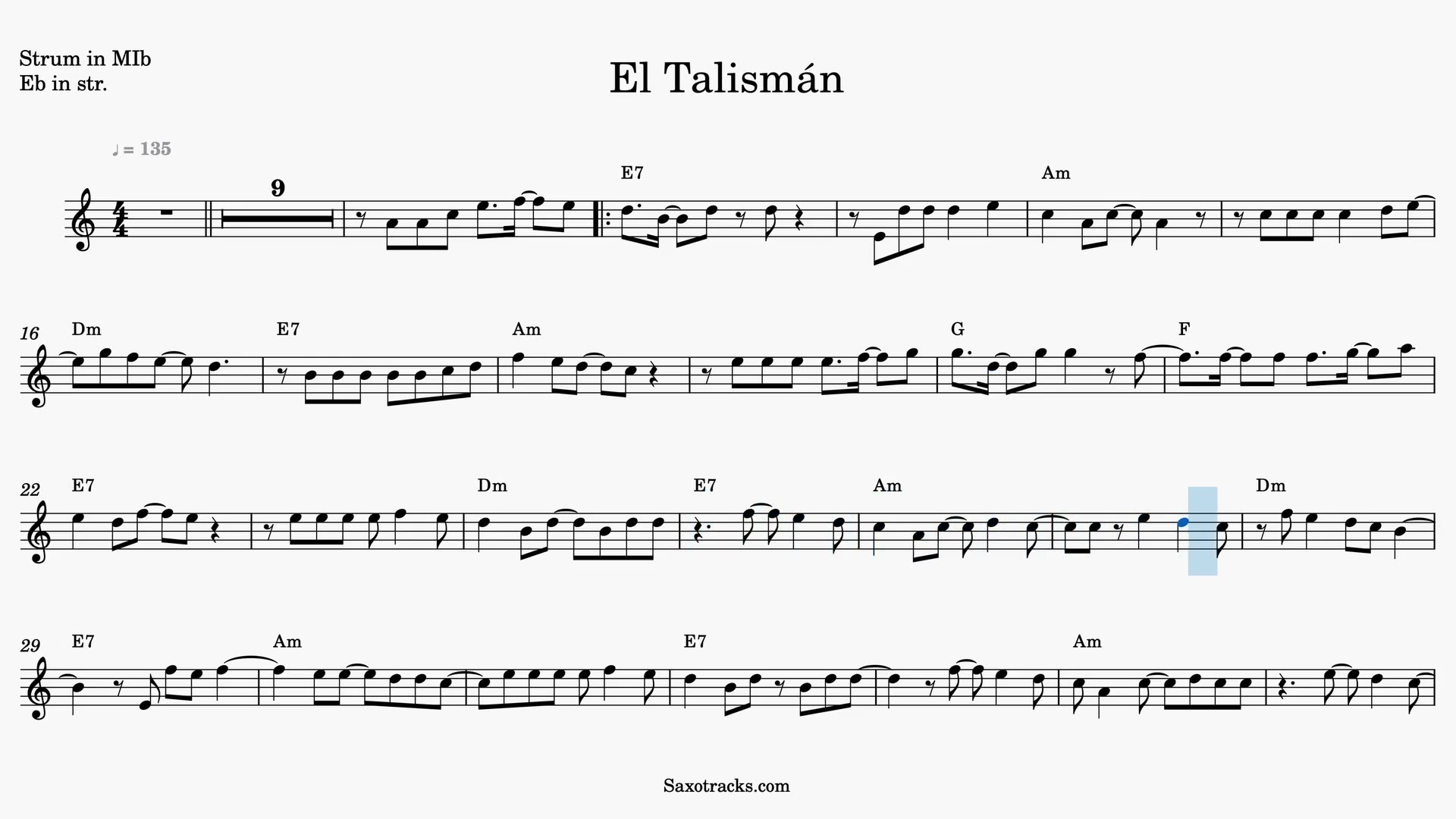 El Talismán — Prévia do vídeo de partitura em Mib