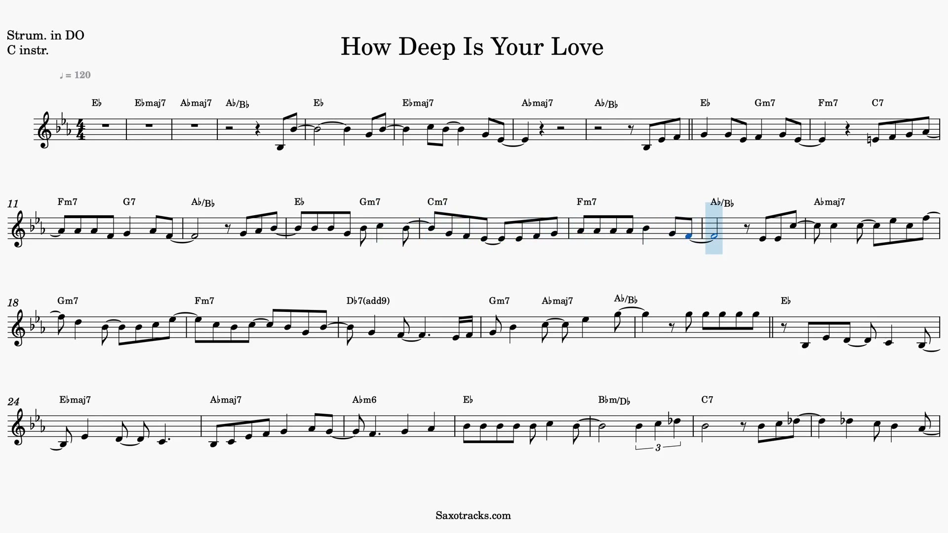 How Deep is Your Love — Video score preview in C