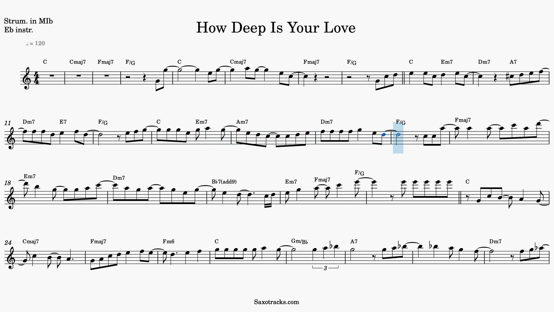 How Deep is Your Love — Video score preview in Eb