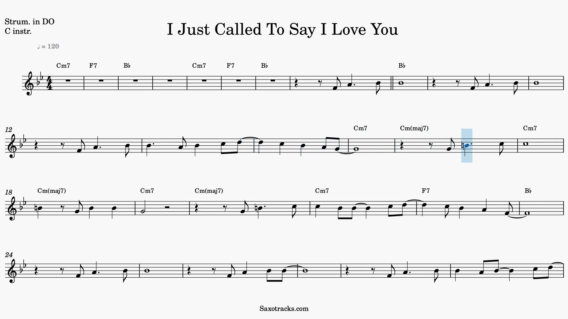 I Just Called to Say I Love You — Video-Notenvorschau in C
