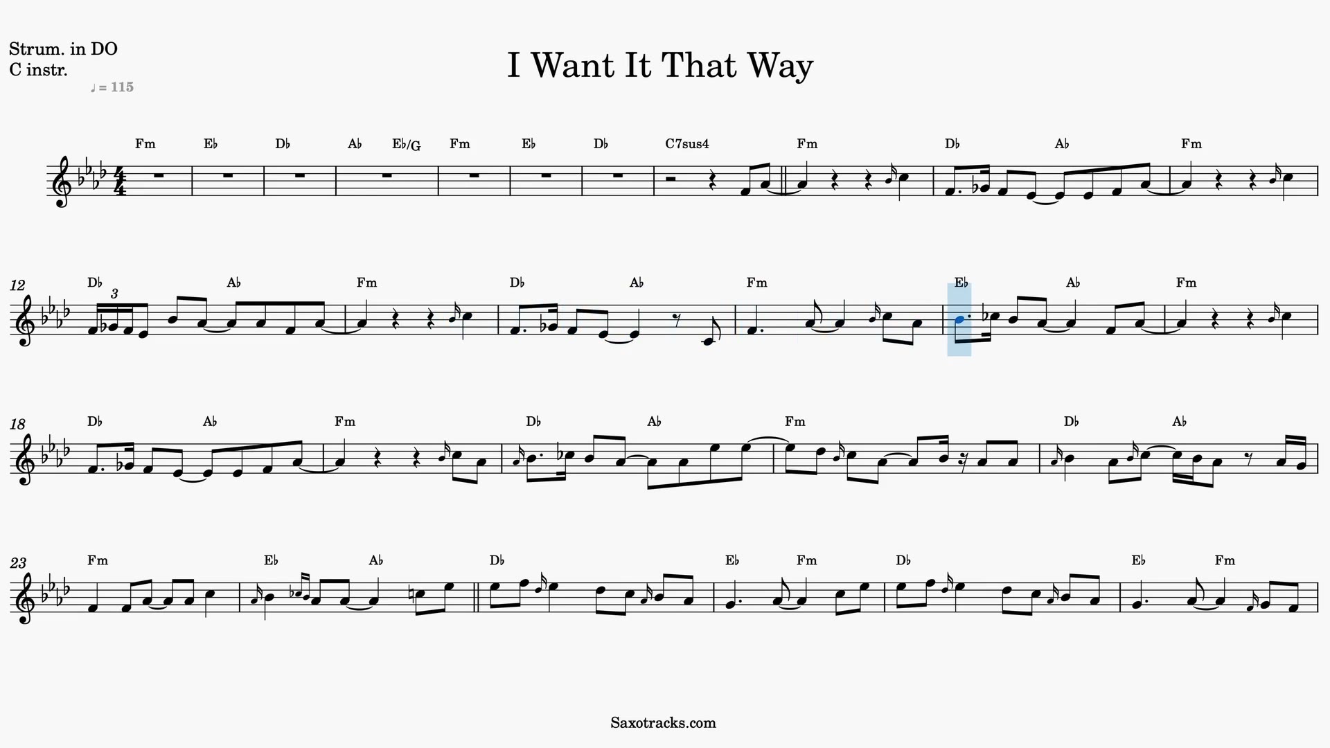 I Want It That Way — Aperçu vidéo de la partition en Ut