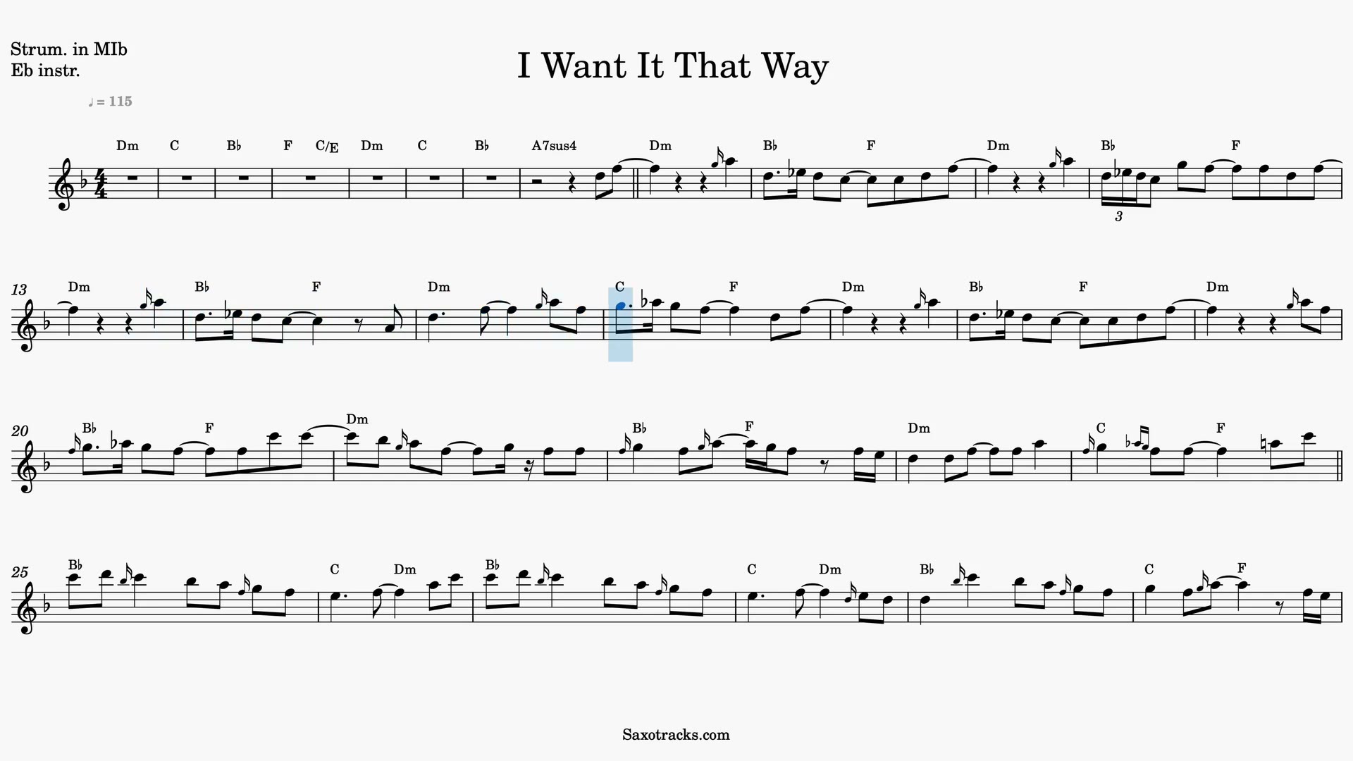 I Want It That Way — Aperçu vidéo de la partition en Mib