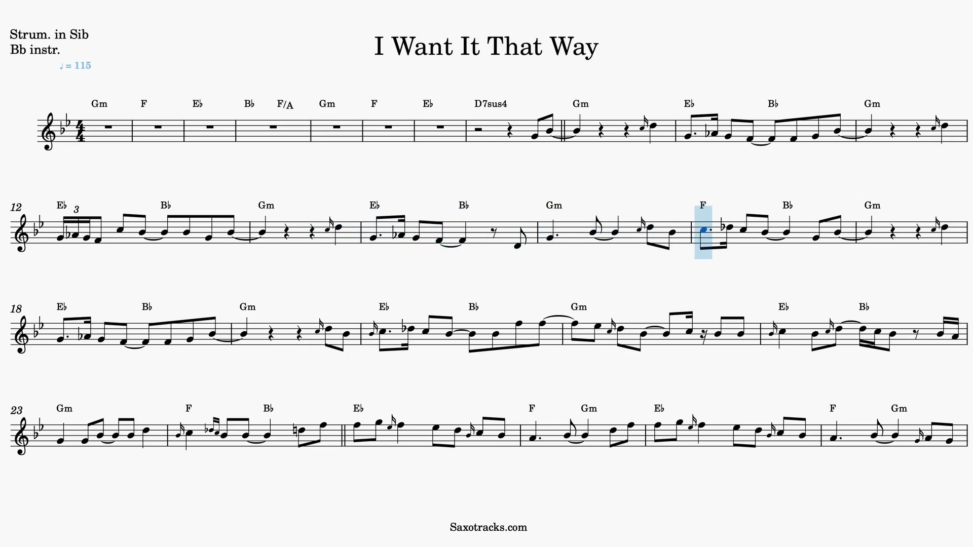 I Want It That Way — Aperçu vidéo de la partition en Sib
