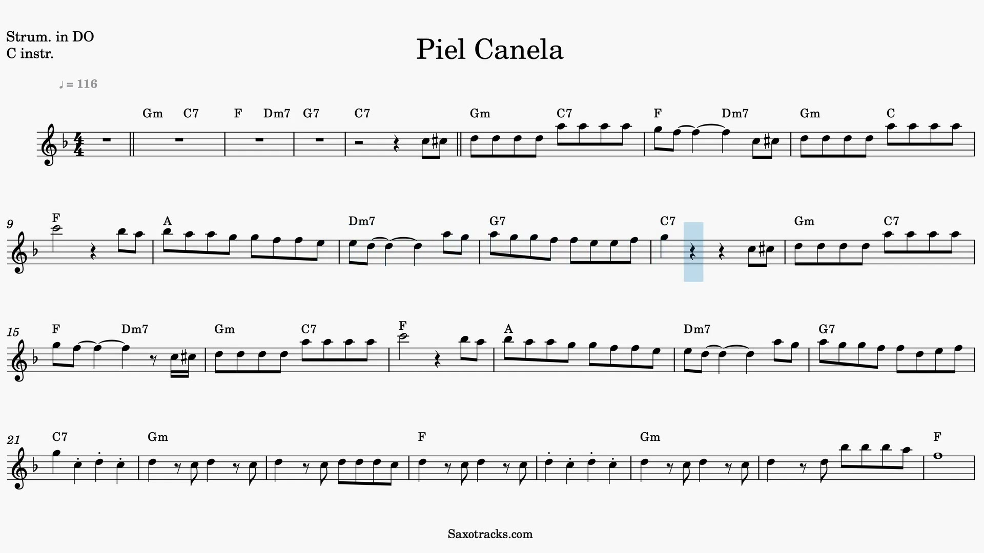 Piel Canela — Anteprima video spartito in Do