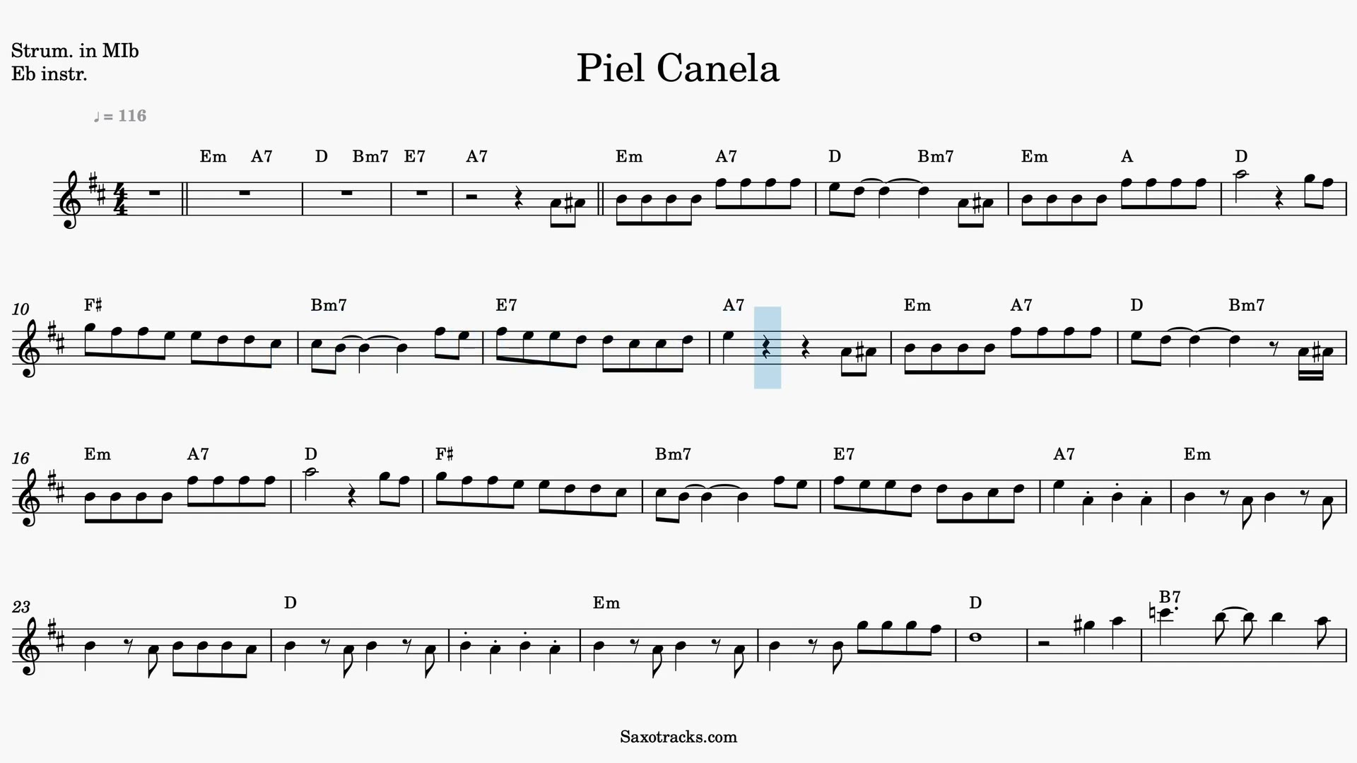 Piel Canela — Anteprima video spartito in Mib
