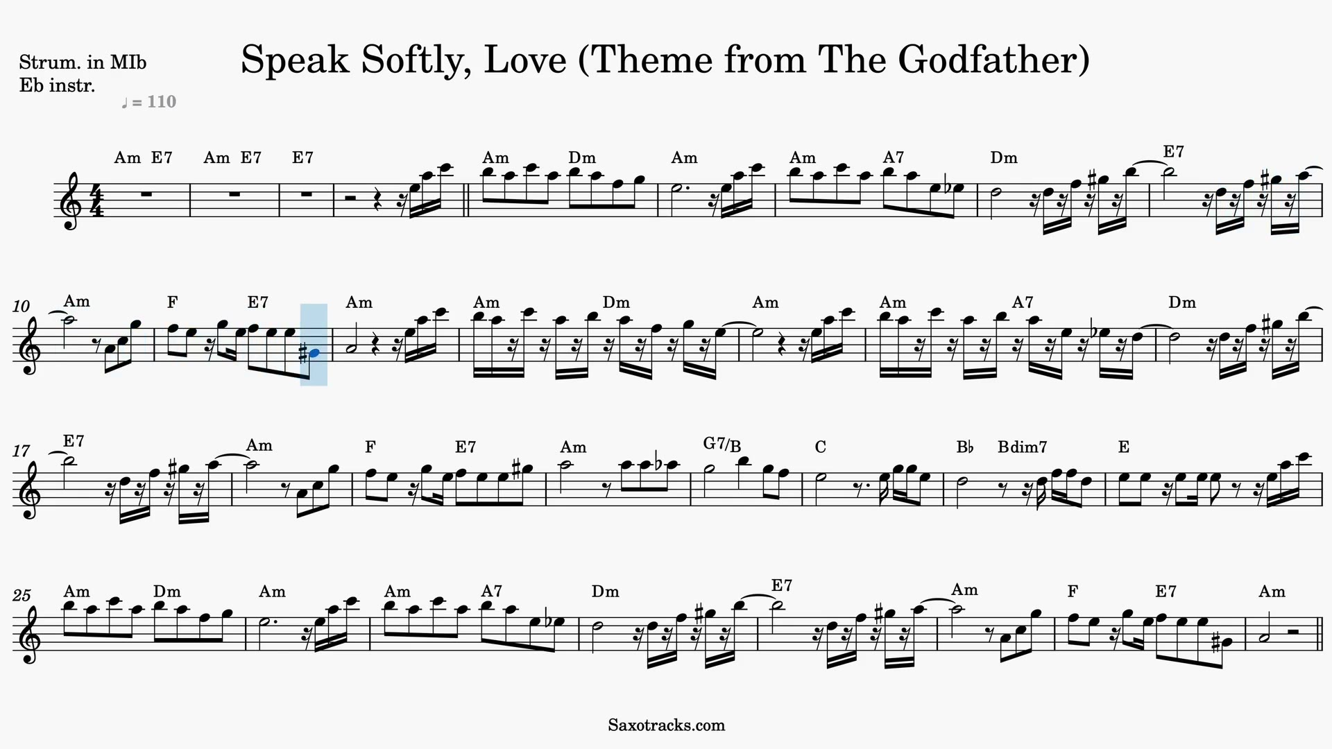 Speak Softly, Love (Theme from The Godfather) — Anteprima video spartito in Mib