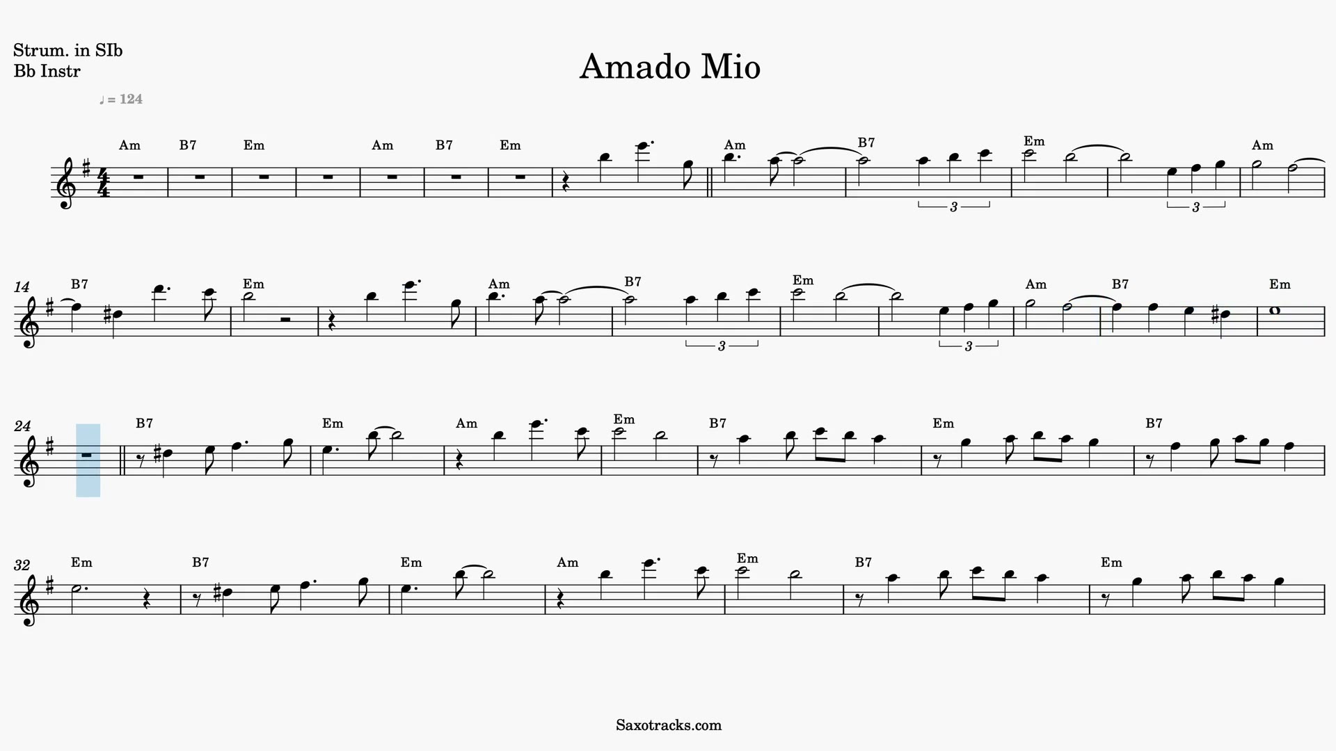 Amado Mío — Anteprima video spartito in Sib