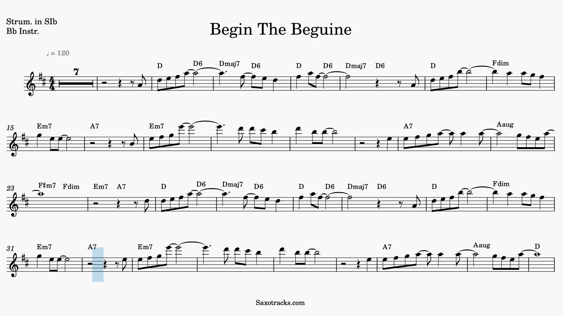 Begin the Beguine — Anteprima video spartito in Sib