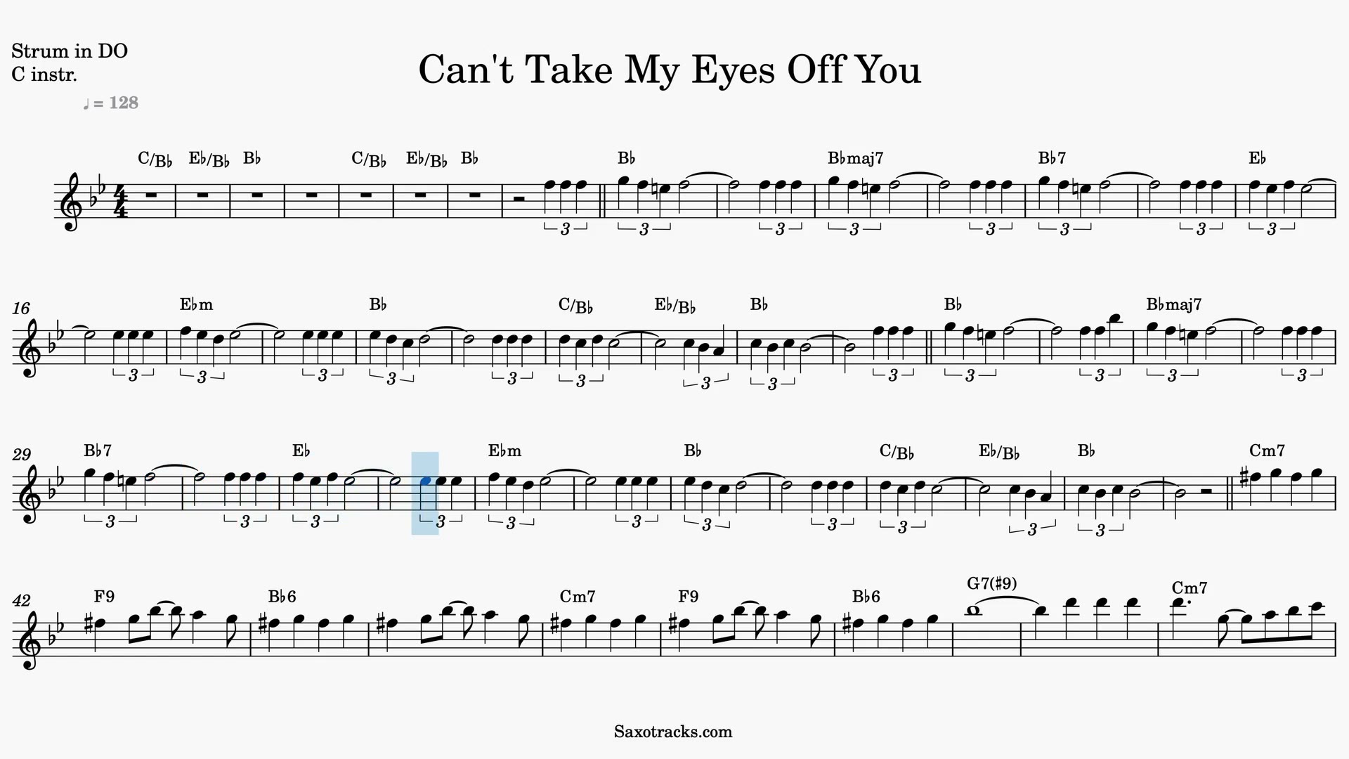 Can't Take My Eyes Off You — Video-Notenvorschau in C